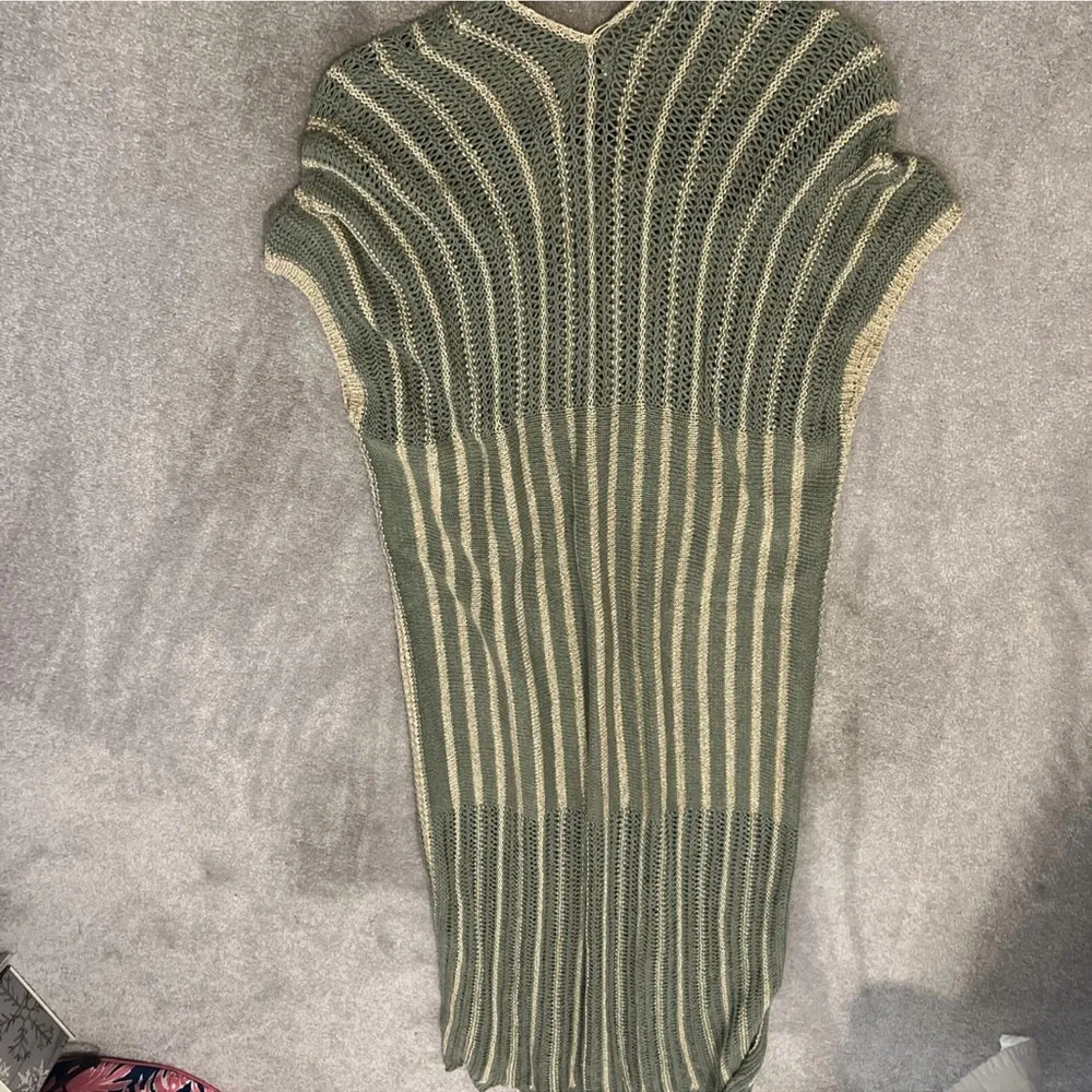 NWT Floris Made in Italy Knit Olive Gold Swim Cover Up Dress Size Small / Medium Green - Image 7