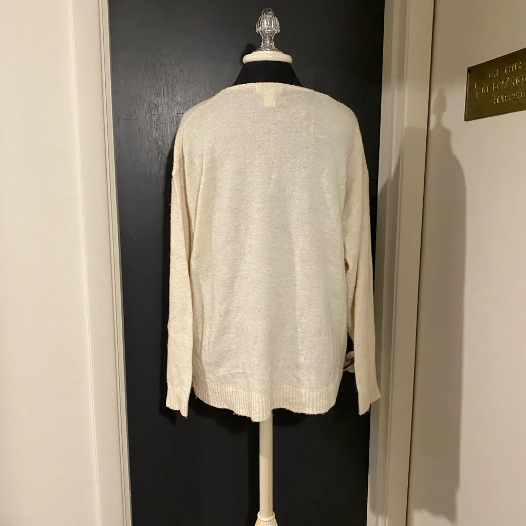 H&m Wool Blend Cream White V Neck Sweater - Image 4