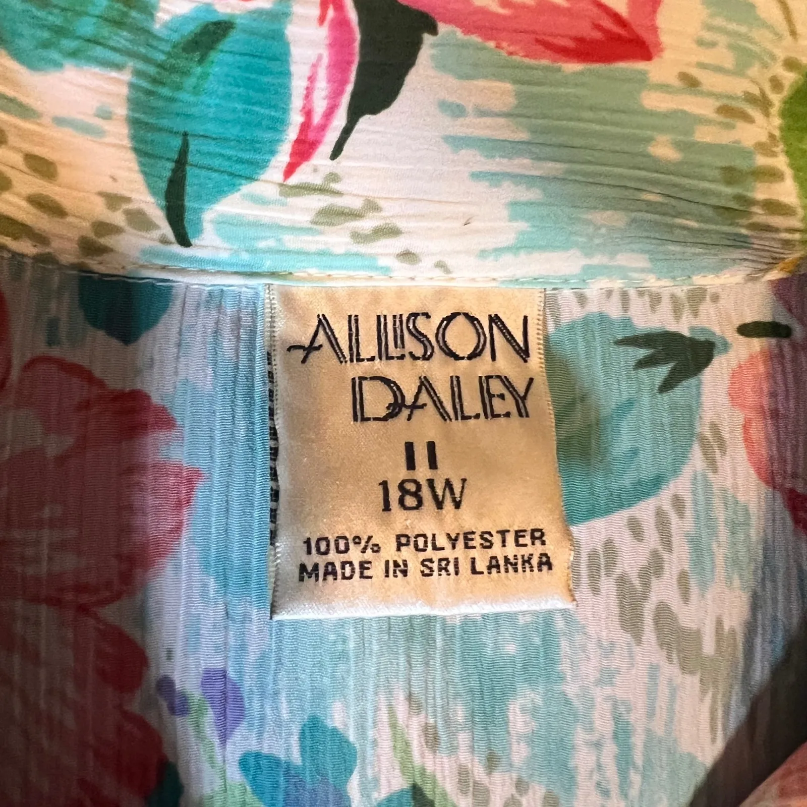Allison Daley Women's 18W Floral Print Button Down Shirt Tropical Aloha Top - Image 2