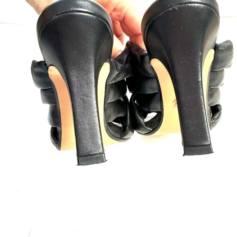 Zara Black Padded Woven Braided Faux Leather High Heels Size EU 37 US 6.5 - Image 7