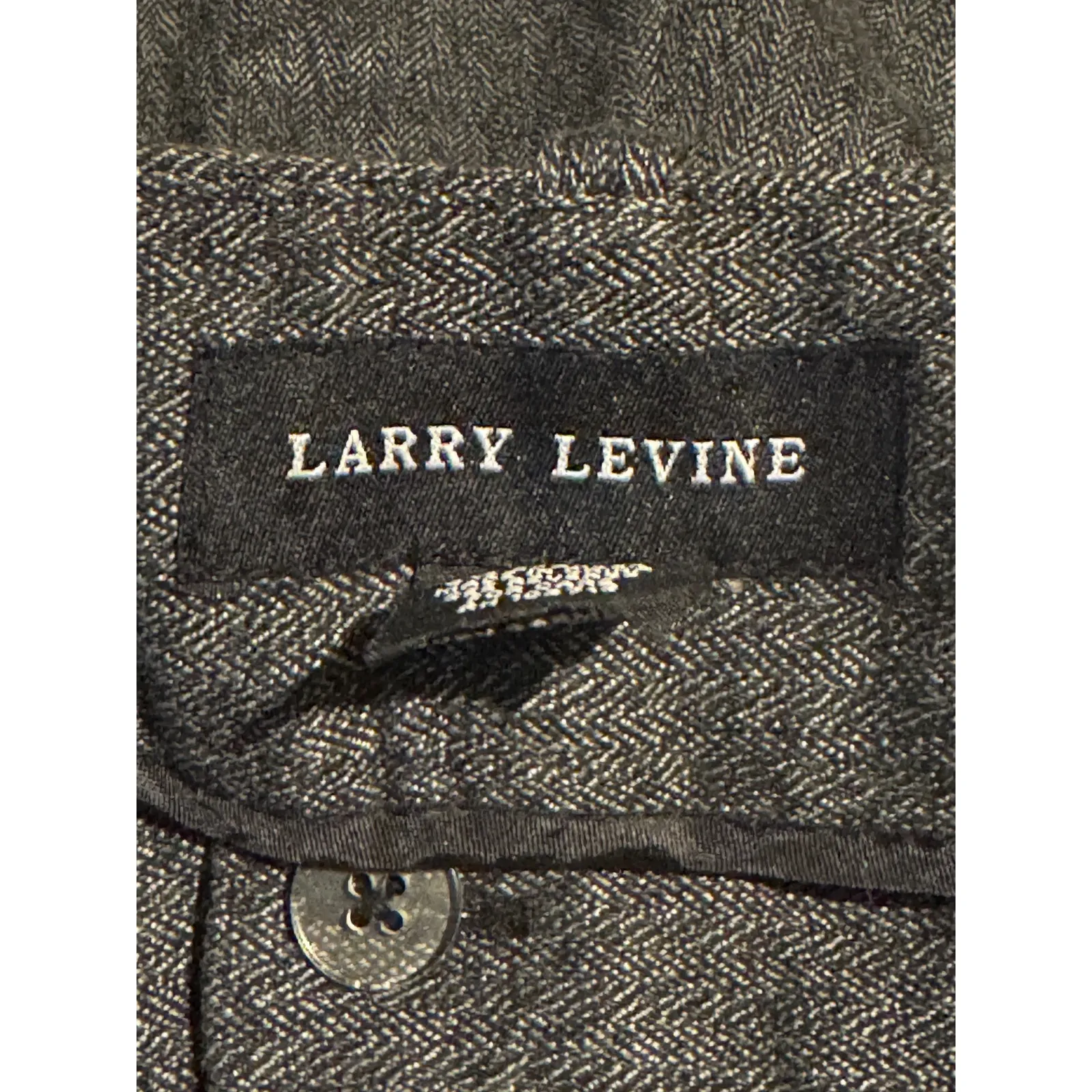 Larry Levine High-Waisted Wide Leg Trousers Size 10 Dark Gray Herringbone - Image 4