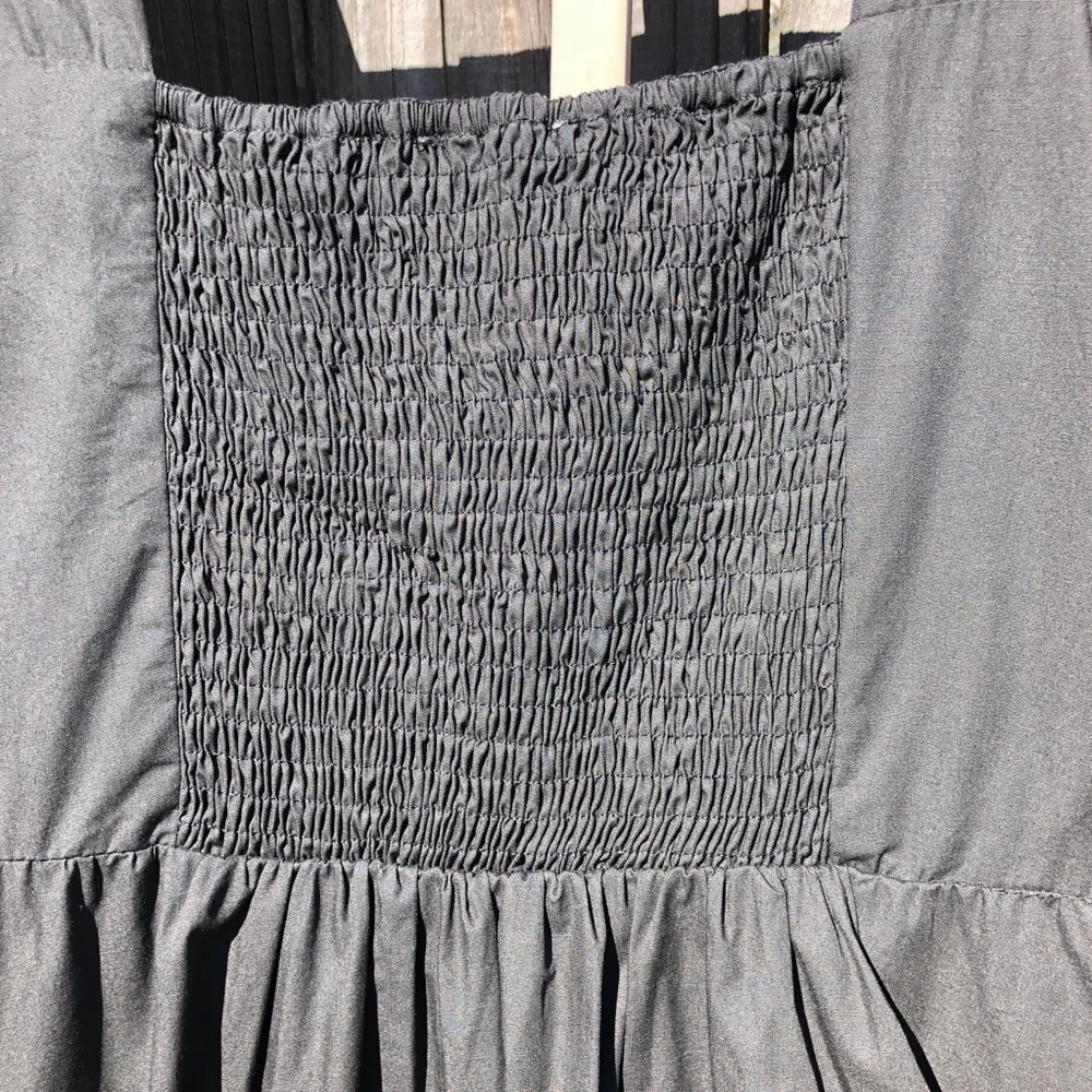 the Label Poplin Puff Sleeve Tiered Midi Dress Black - Size Small - Image 15