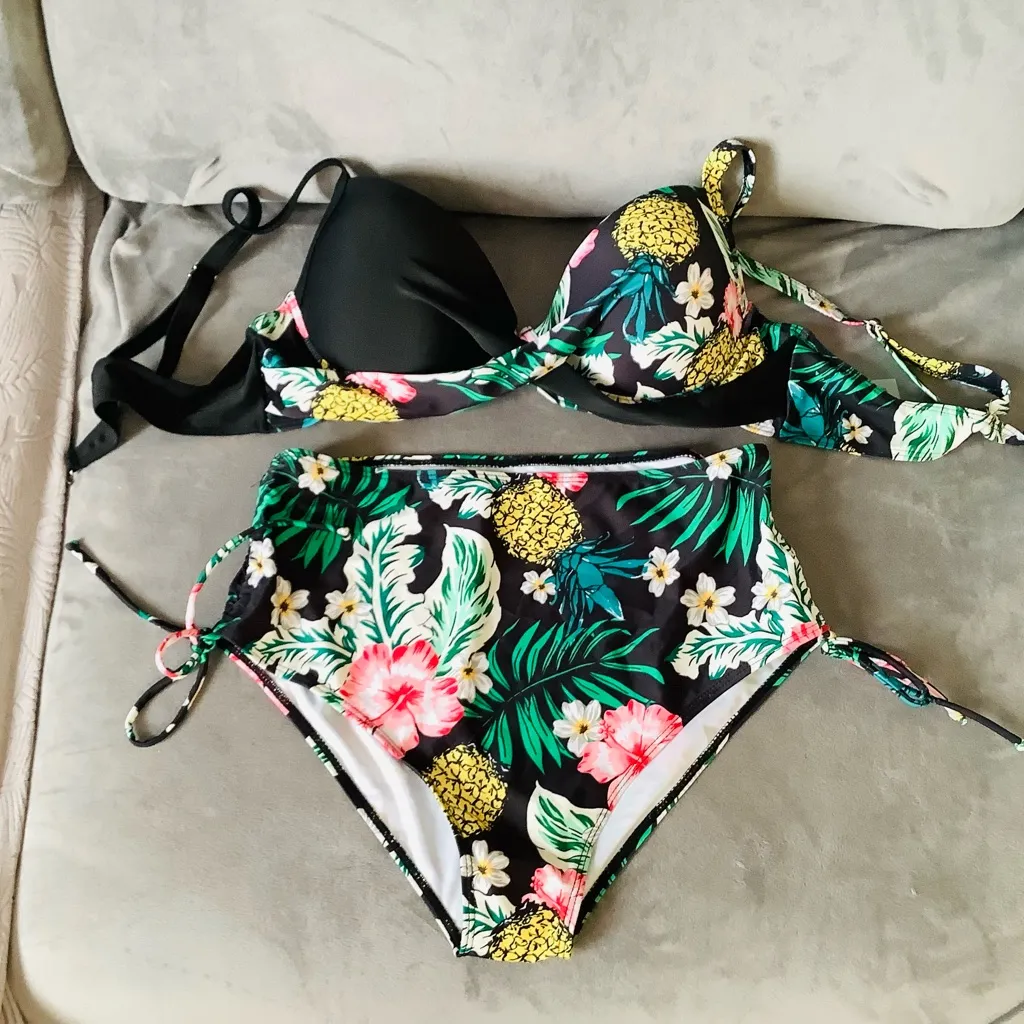 Nice distinctive swim set in plus size 🌸🍃 Black - Image 6