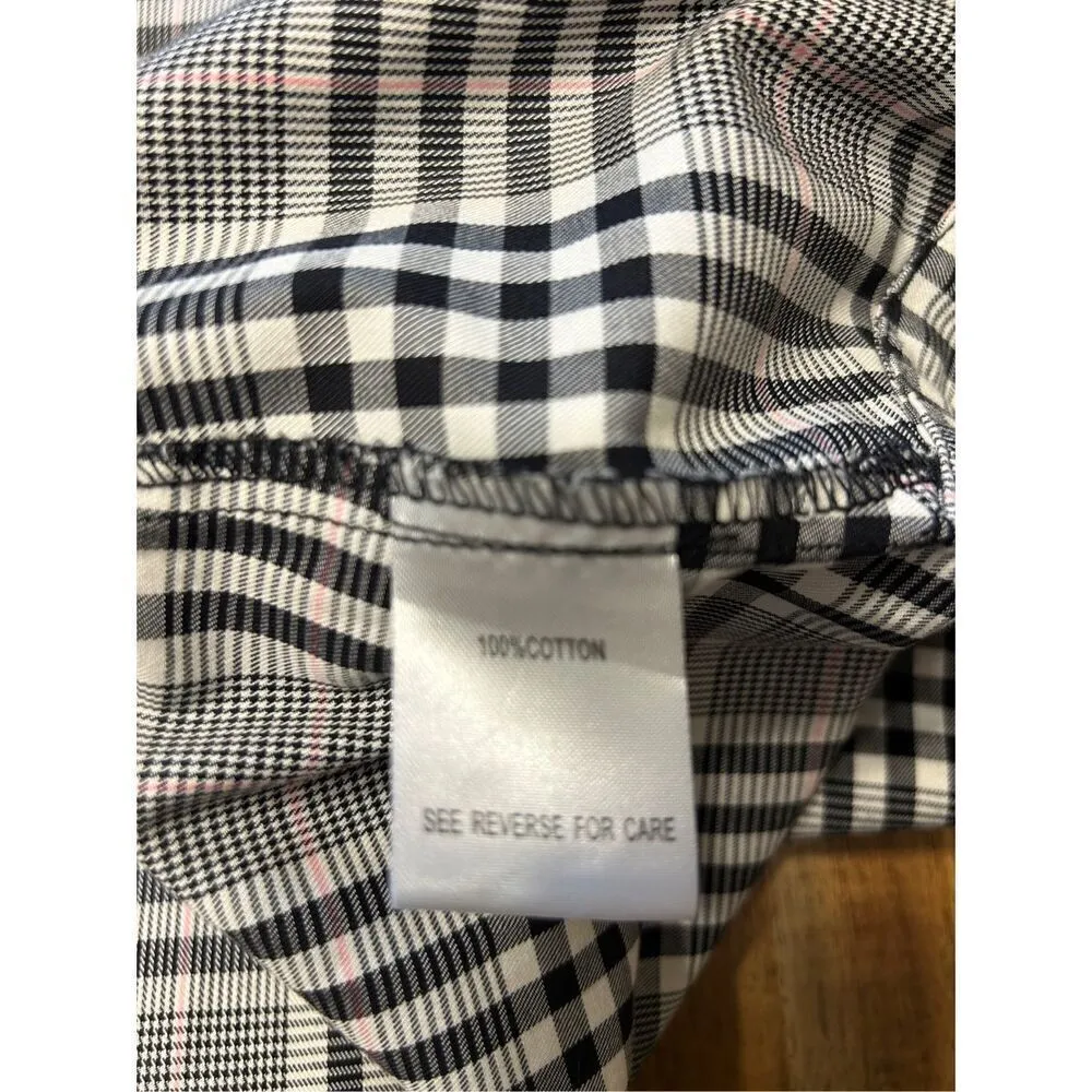 Tyler Boe Windsor Black White Pink Plaid Button Front Collared Shirt Size Medium - Image 7