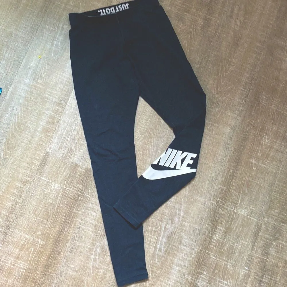 Y2K Vintage NIKE Logo Leggings Dark Gray Women's Small Active Retro Streetwear - Image 2