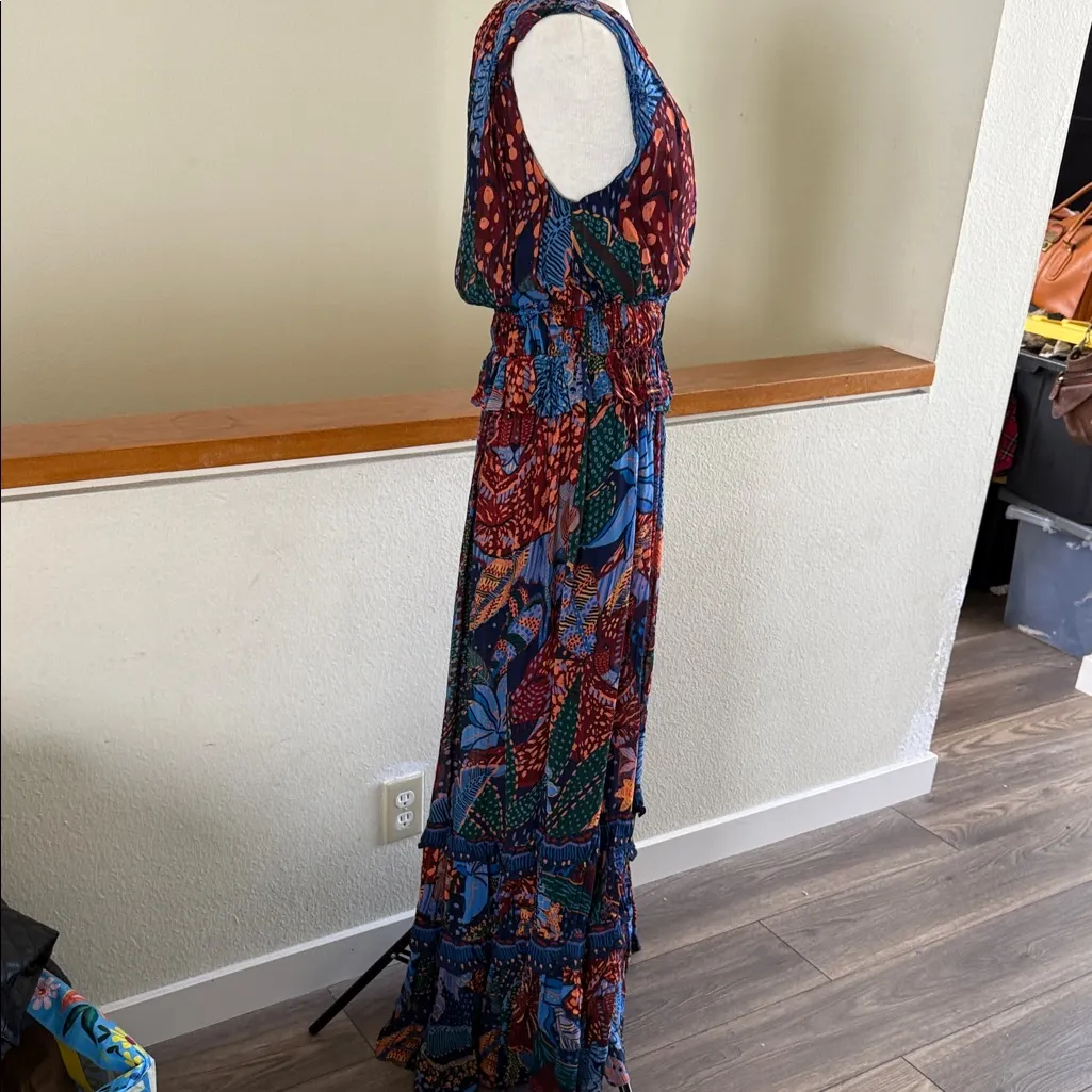 FARM Rio Colorful dress Farm Rio Blue Cool Leopard Print Ruffle Maxi Dress EUC - Image 2