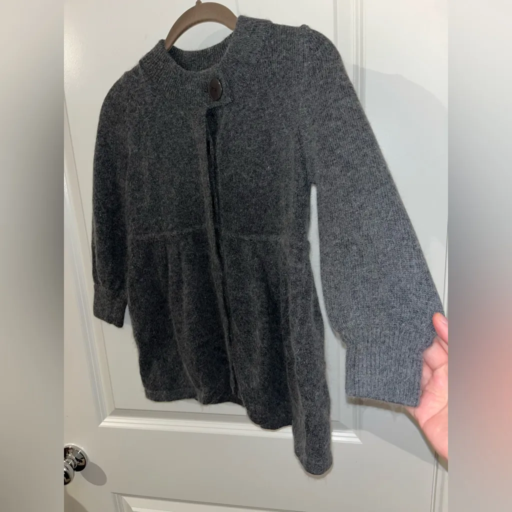 BCBGMAXAZRIA Wool Angora ButtonFront Peplum Cardigan Quiet Luxury Classic Chic M - Image 7