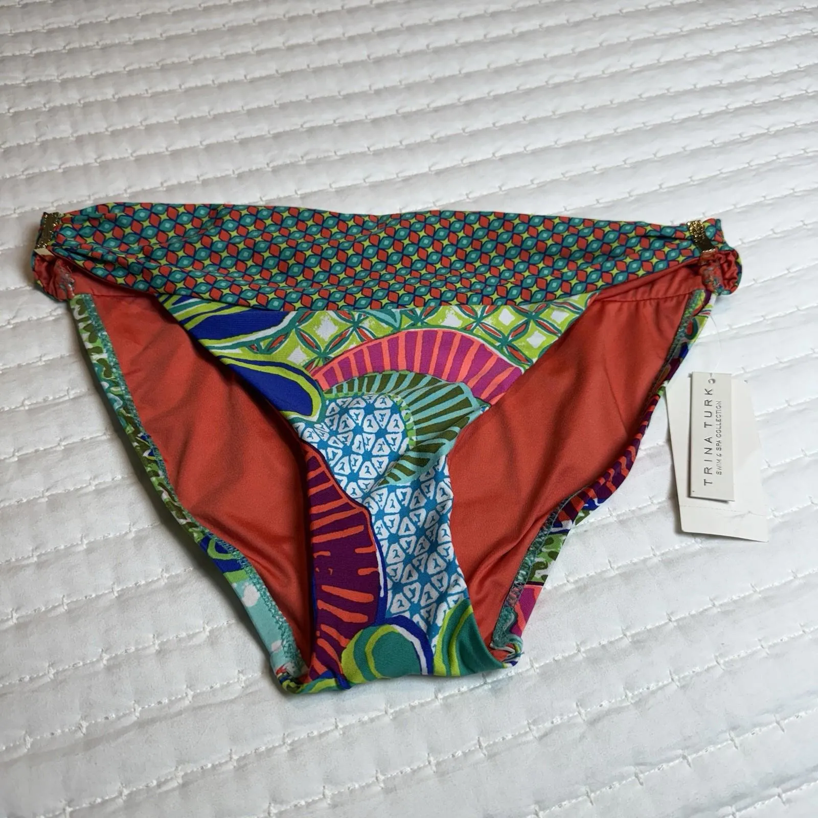 Trina Turk Zanzibar Banded Bikini Bottom Sz 4 NWT $76 Multi Color Boho - Image 13