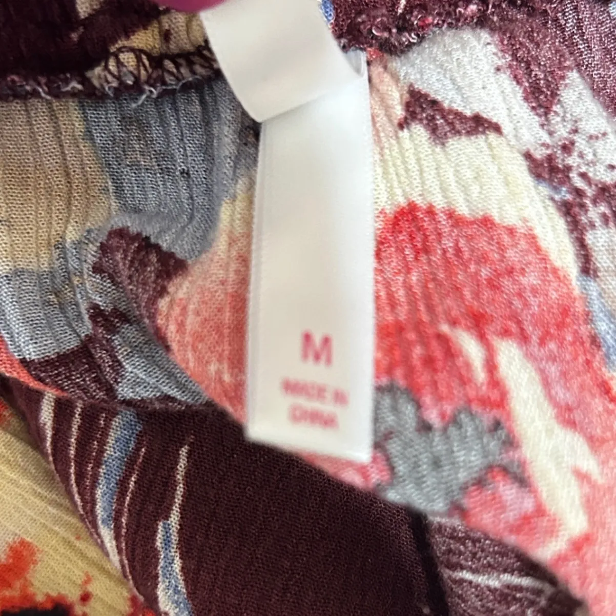 Xhilaration‎ Floral Print High Low Ruffle Hem Skirt M Maroon Floral Whimsigoth - Image 9