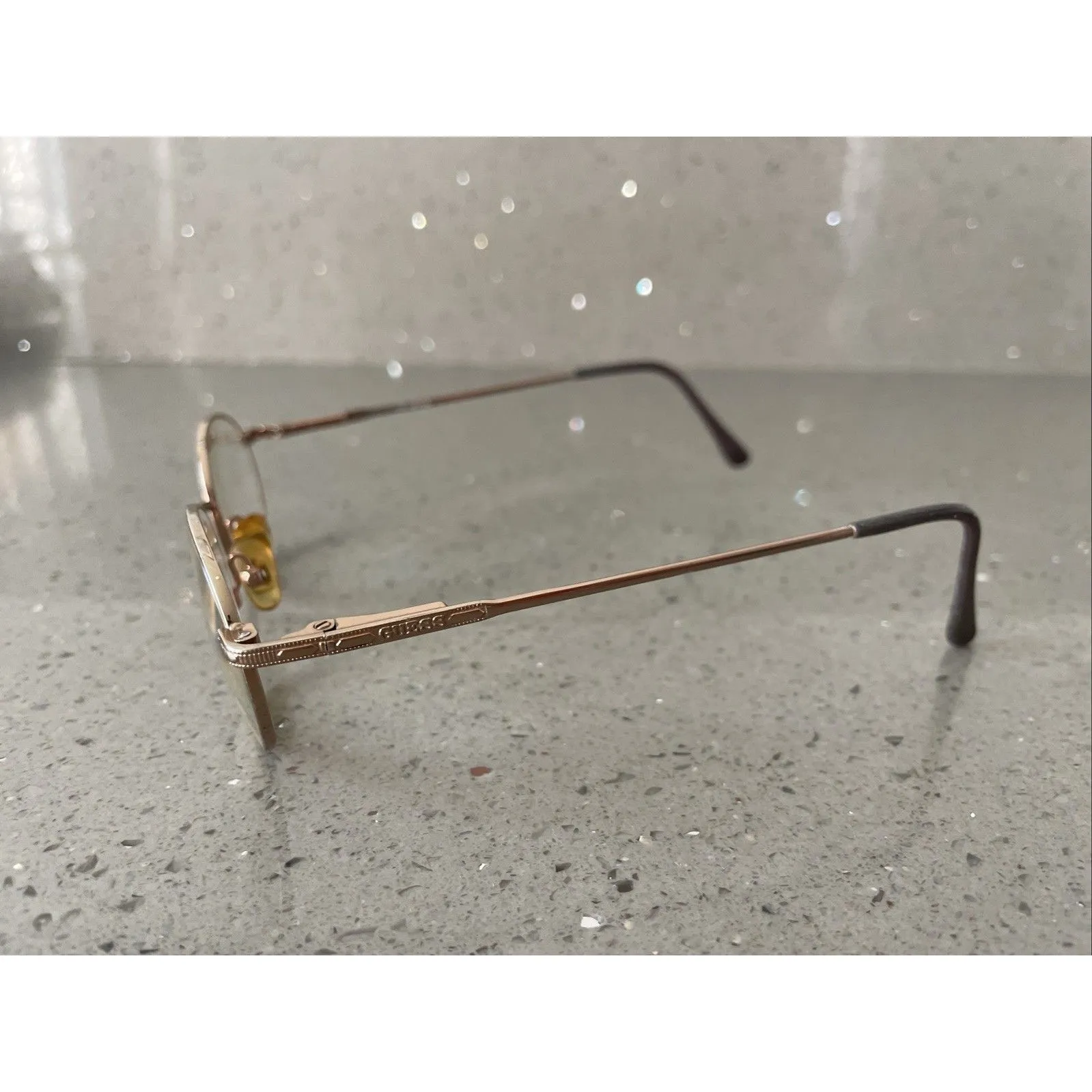 GUESS EYEGLASSES FRAMES ONLY BRN 47-20 140 gold round full rim - Image 3