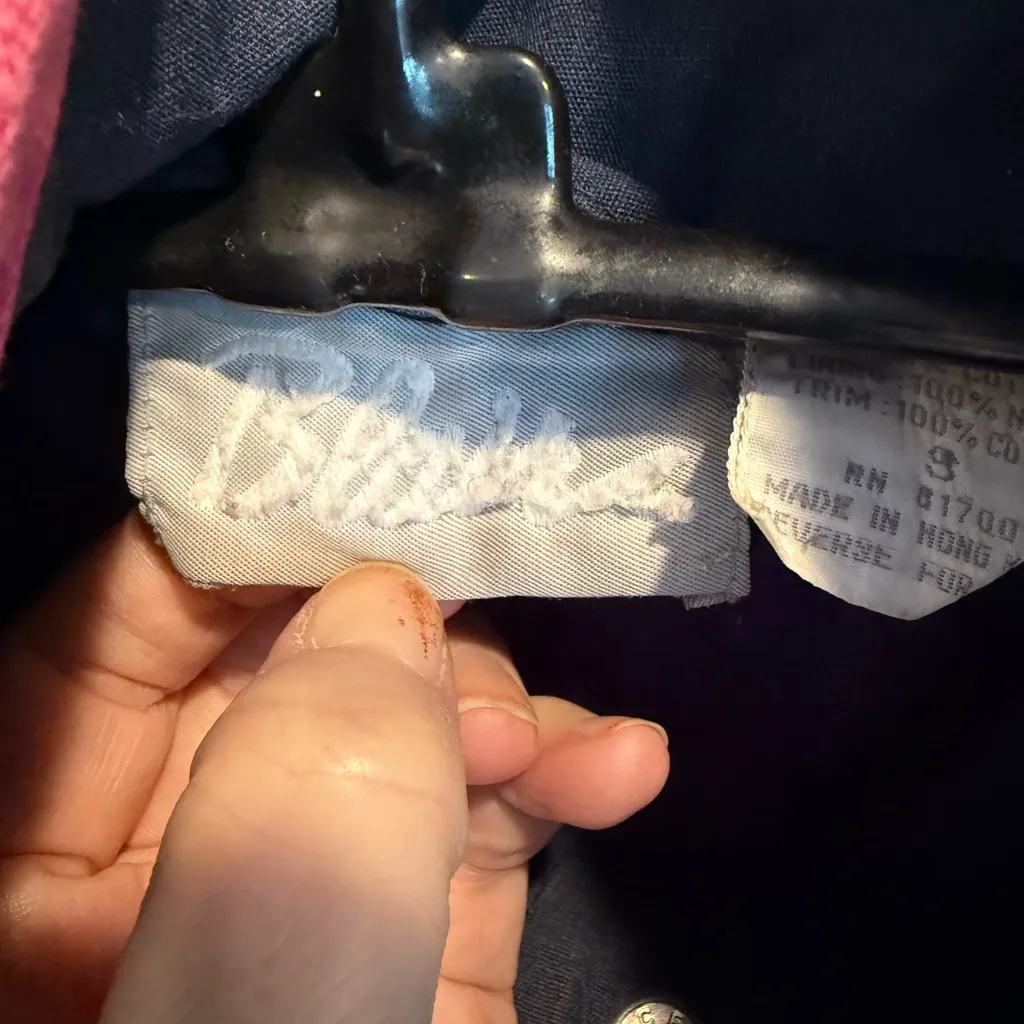 Vintage Blair Navy Jacket with Pink and Green Details size Small can fit Medium - Image 3