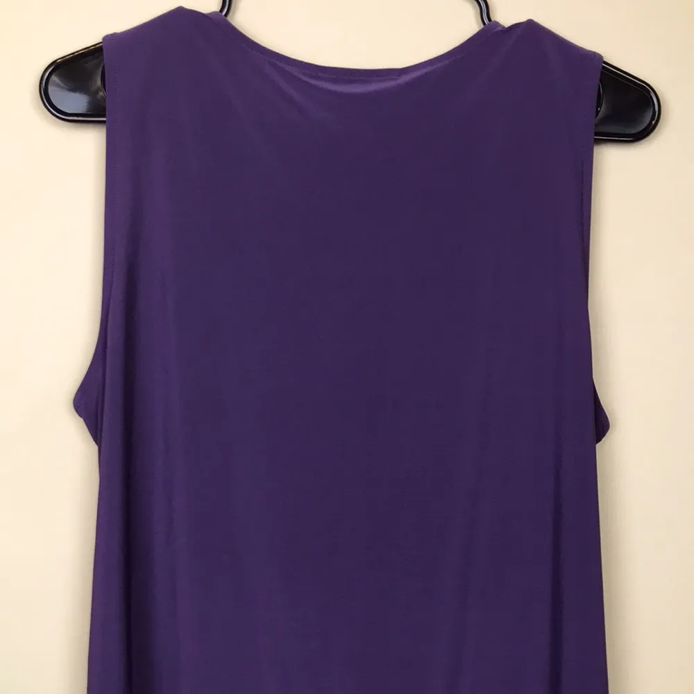 White House Black Market Women’s Cinched Ring Front Purple Asymmetrical Blouse - Image 5