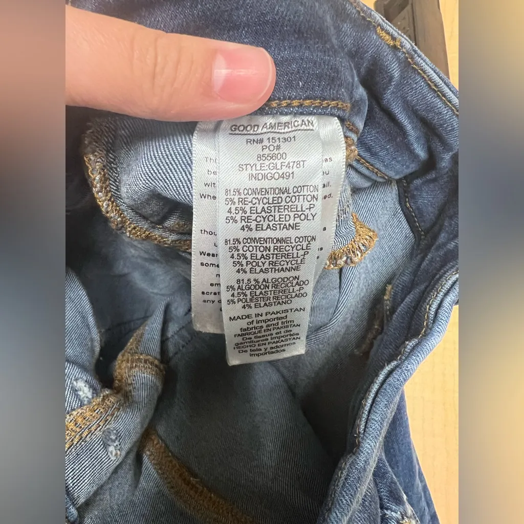 Good American GLF478T Indigo Blue Good Legs Flare Jeans Size 1 Stretch Denim - Image 4
