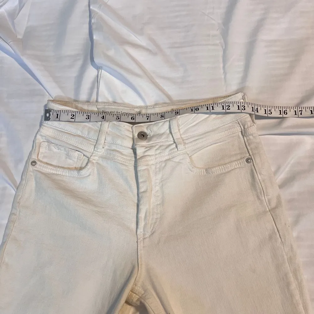 Oil or and the Letterpress White Distressed High‎ Rise Ripped Knee Jeans-6/27 - Image 3