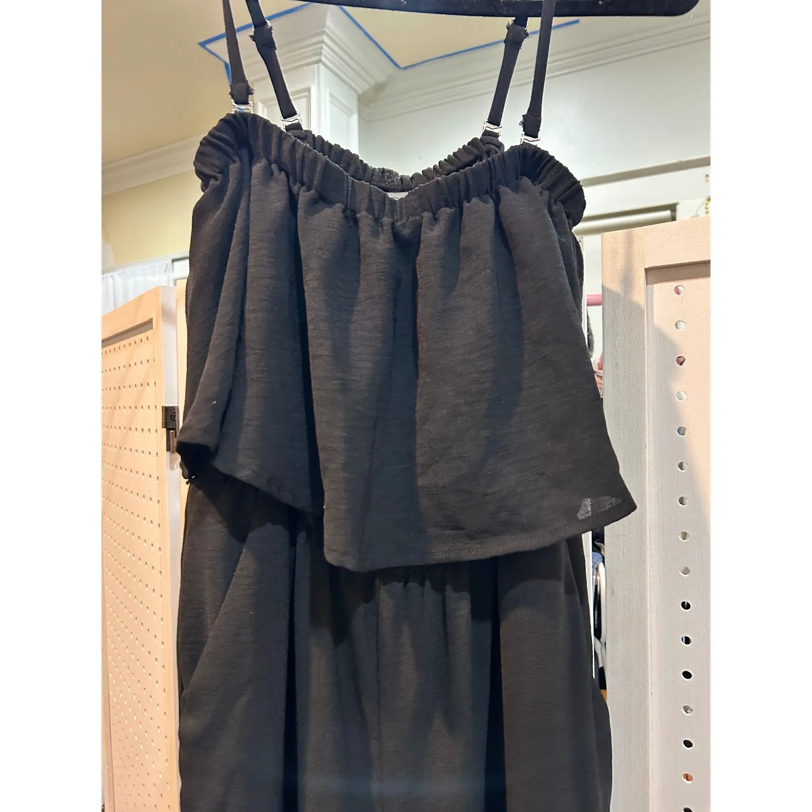 Sofia Vergara Black Layered Ruffle Jumpsuit Spaghetti‎ Strap Wide Leg M Size M - Image 4