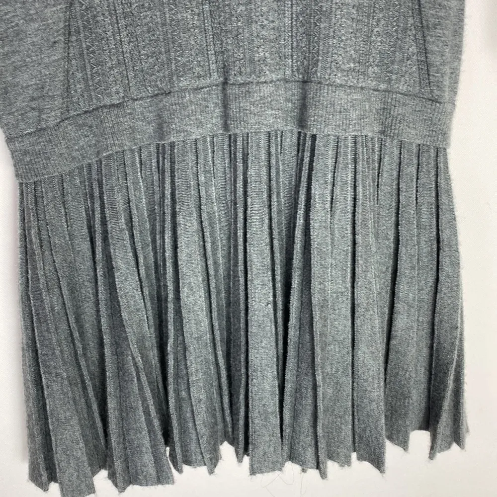 Cushnie et Ochs gray cashmere blend v-neck pleated skirt sweater dress sz S NWT - Image 4