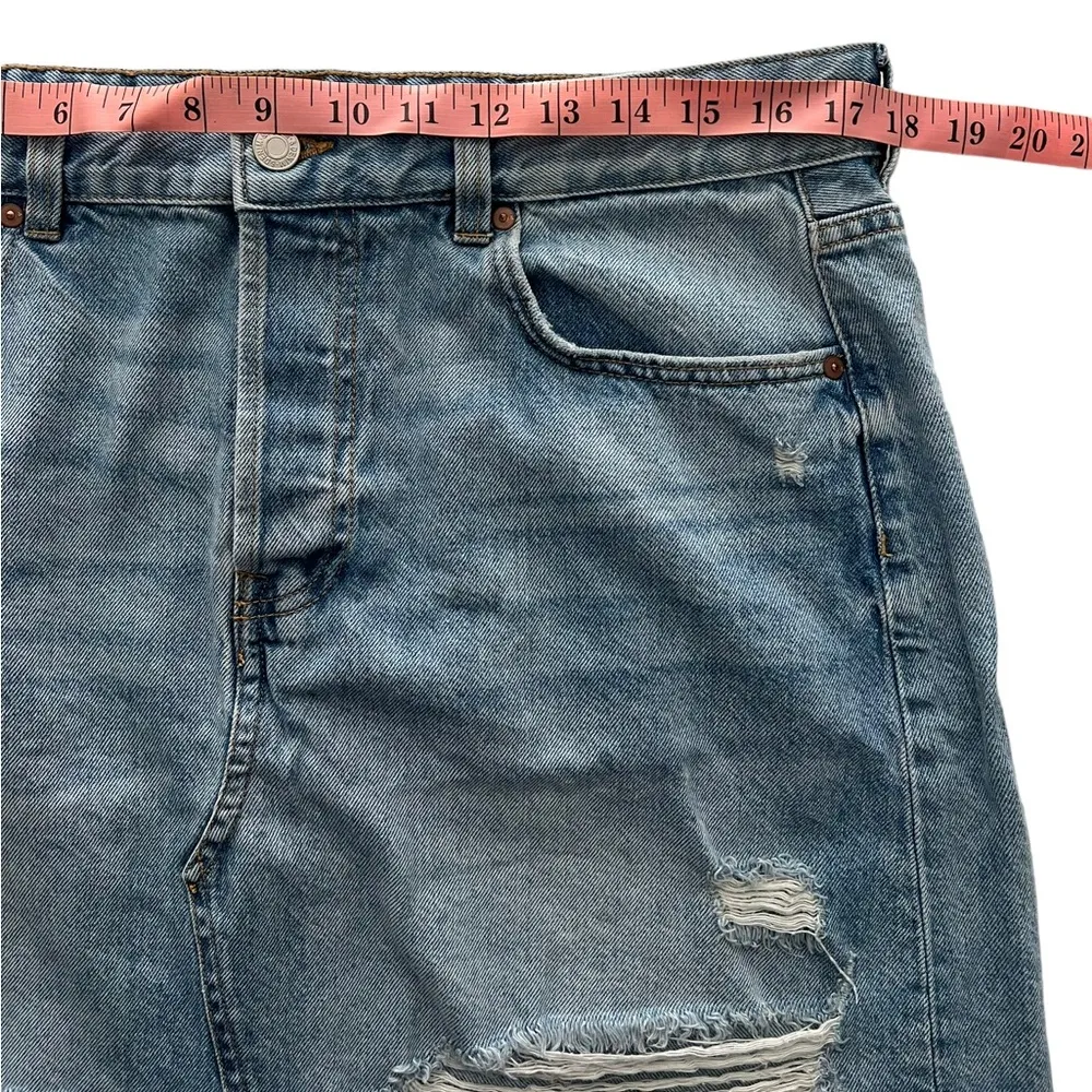 H&M  &Denim Women's Distressed Button Fly Denim Skirt Size 14 - Image 6