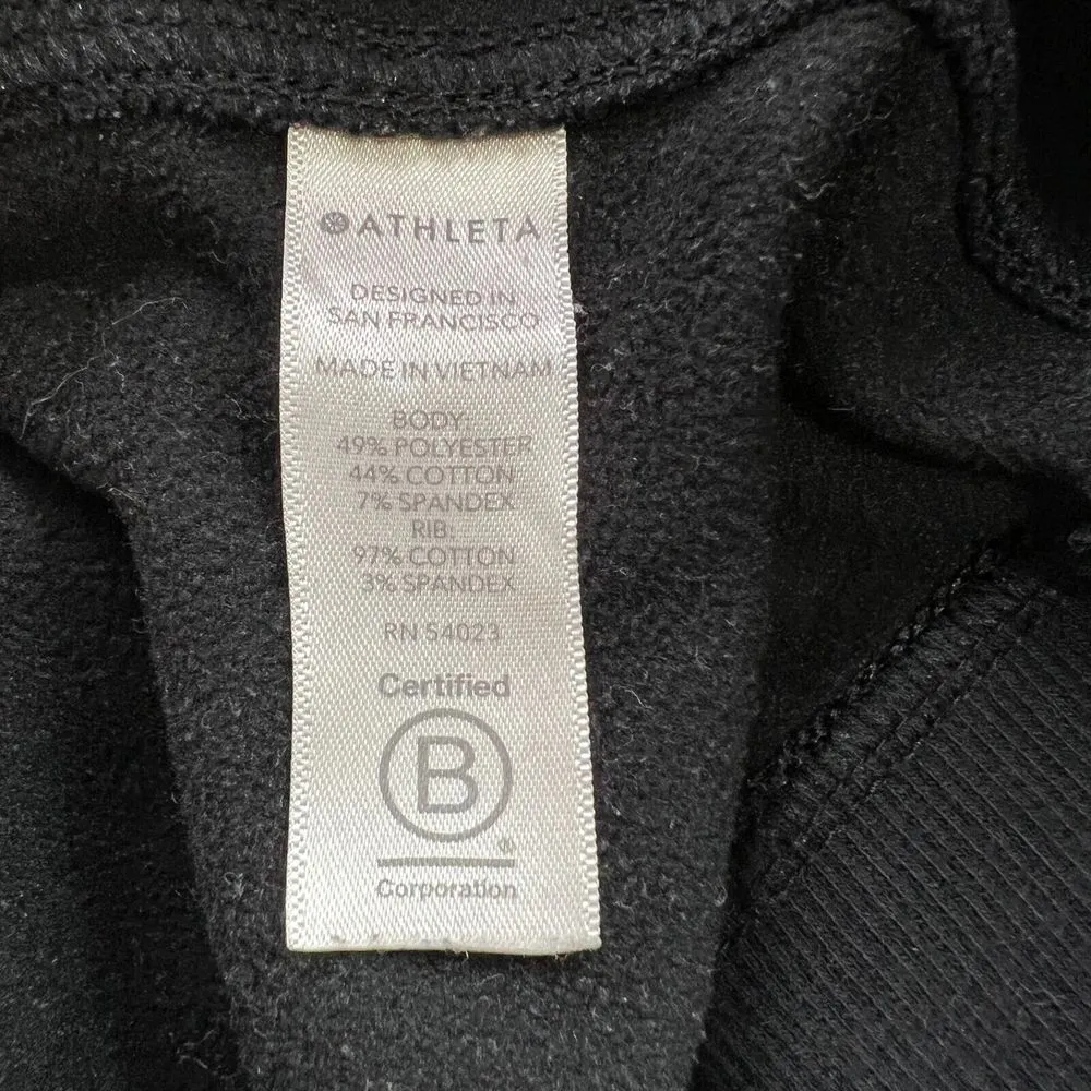 Athleta Triumph Hoodie Women Small Black Full Zip Organic Thumbholes Yoga Active - Image 4