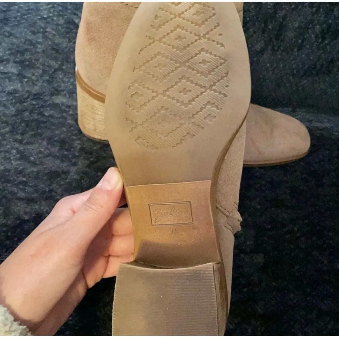 Zodiac‎ Tan Suede V Cut Block Heel Ankle Boots Size 11 - Image 2