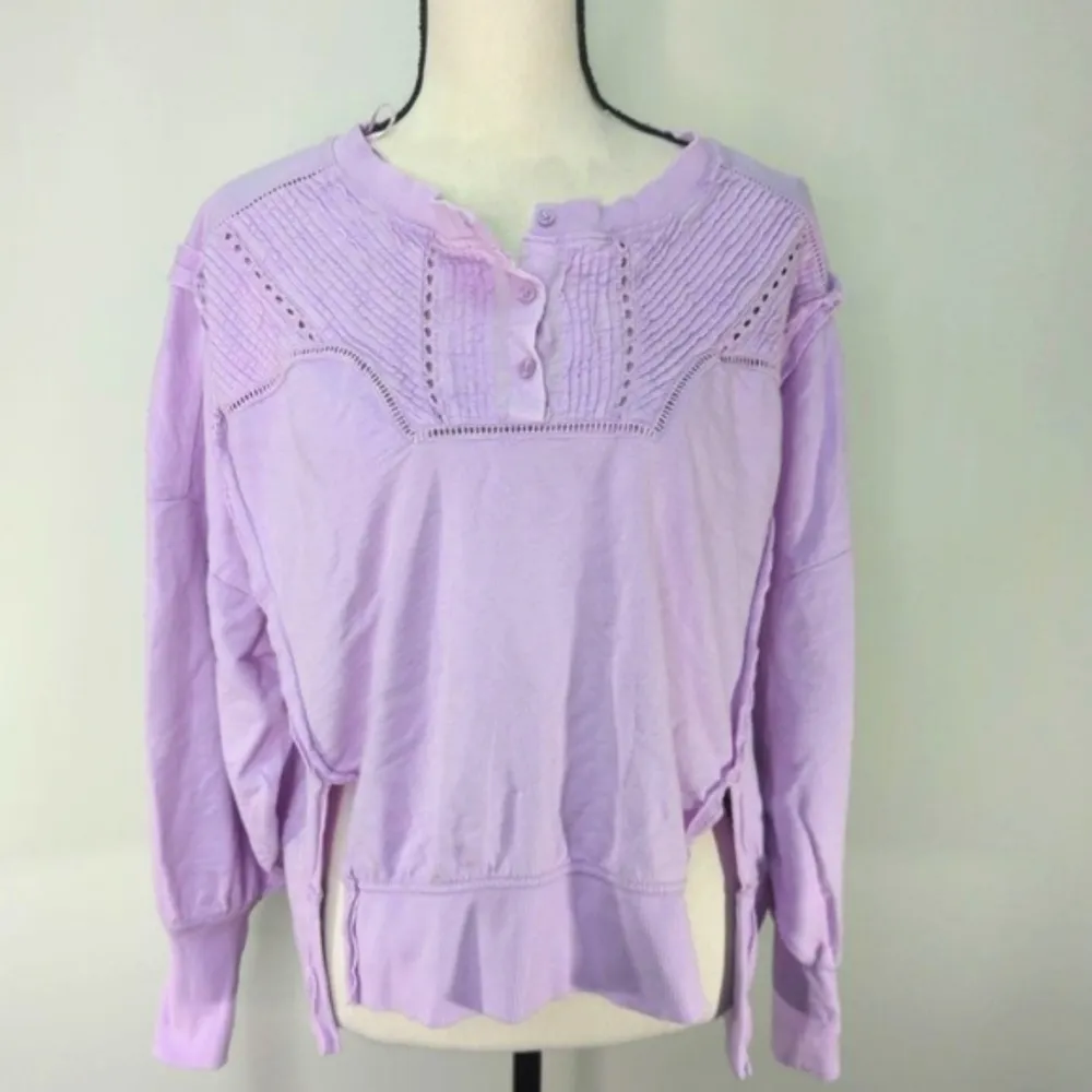 Anthropologie Pilcro Pintuck Sweatshirt Lavender XS‎ NWT - Image 2