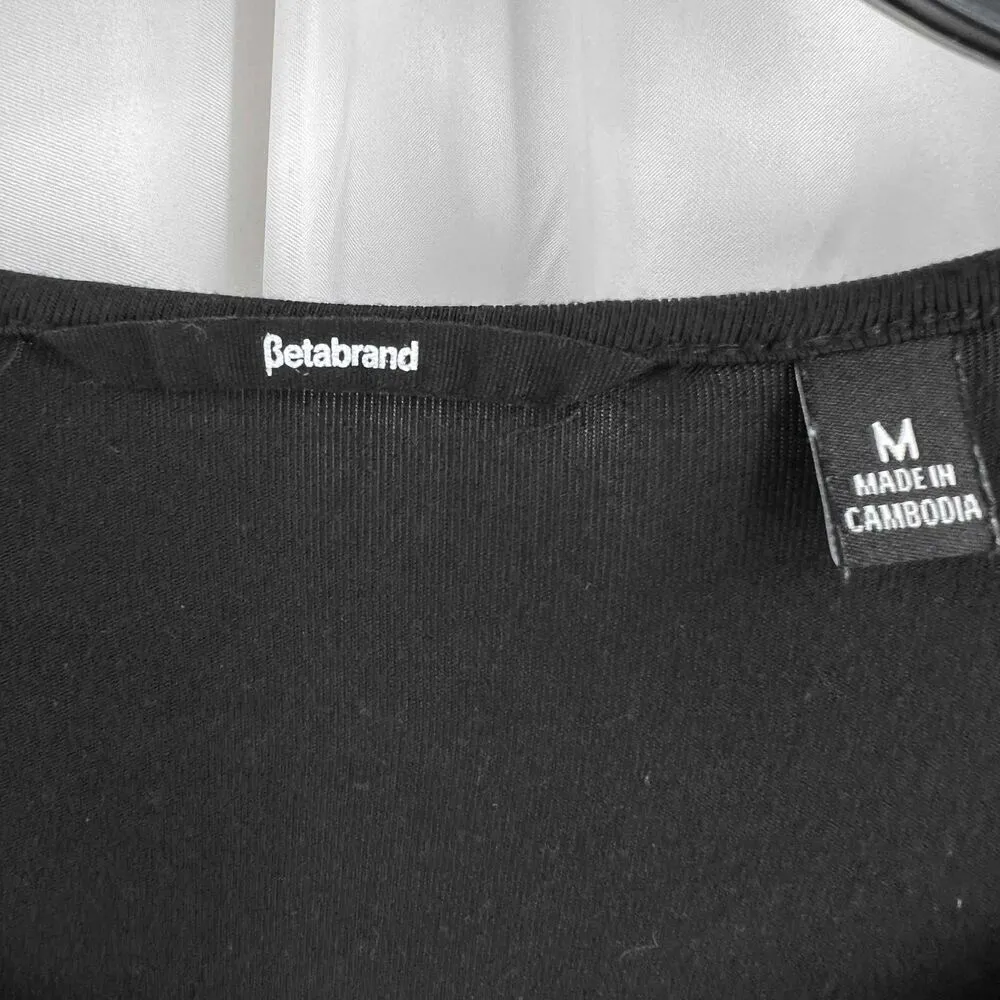 Betabrand Black Travel Dress Long Sleeve Stretchy Tunic With Pockets Medium - Image 6