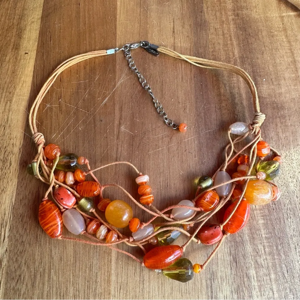 Avenue orange multi bead necklace - Image 3