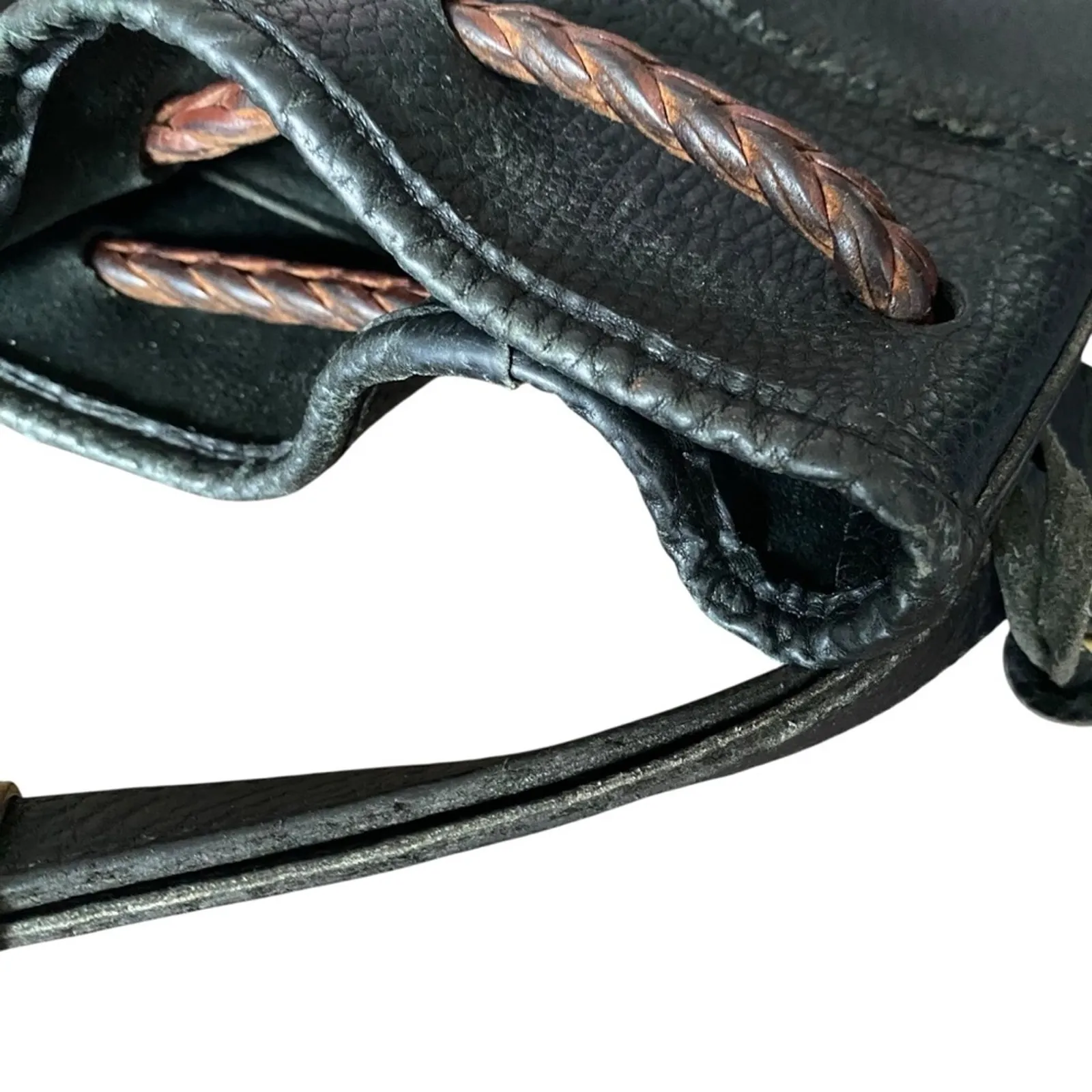 Dooney and Bourke Vintage Black Leather Pebbled Bucket Bag Purse - Image 9