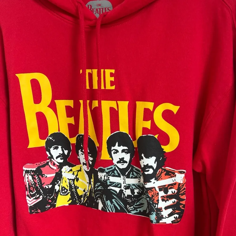 The Beatles Women’s Long Sleeve Hooded Pullover Sweatshirt Red Yellow Graphic M Size M - Image 3