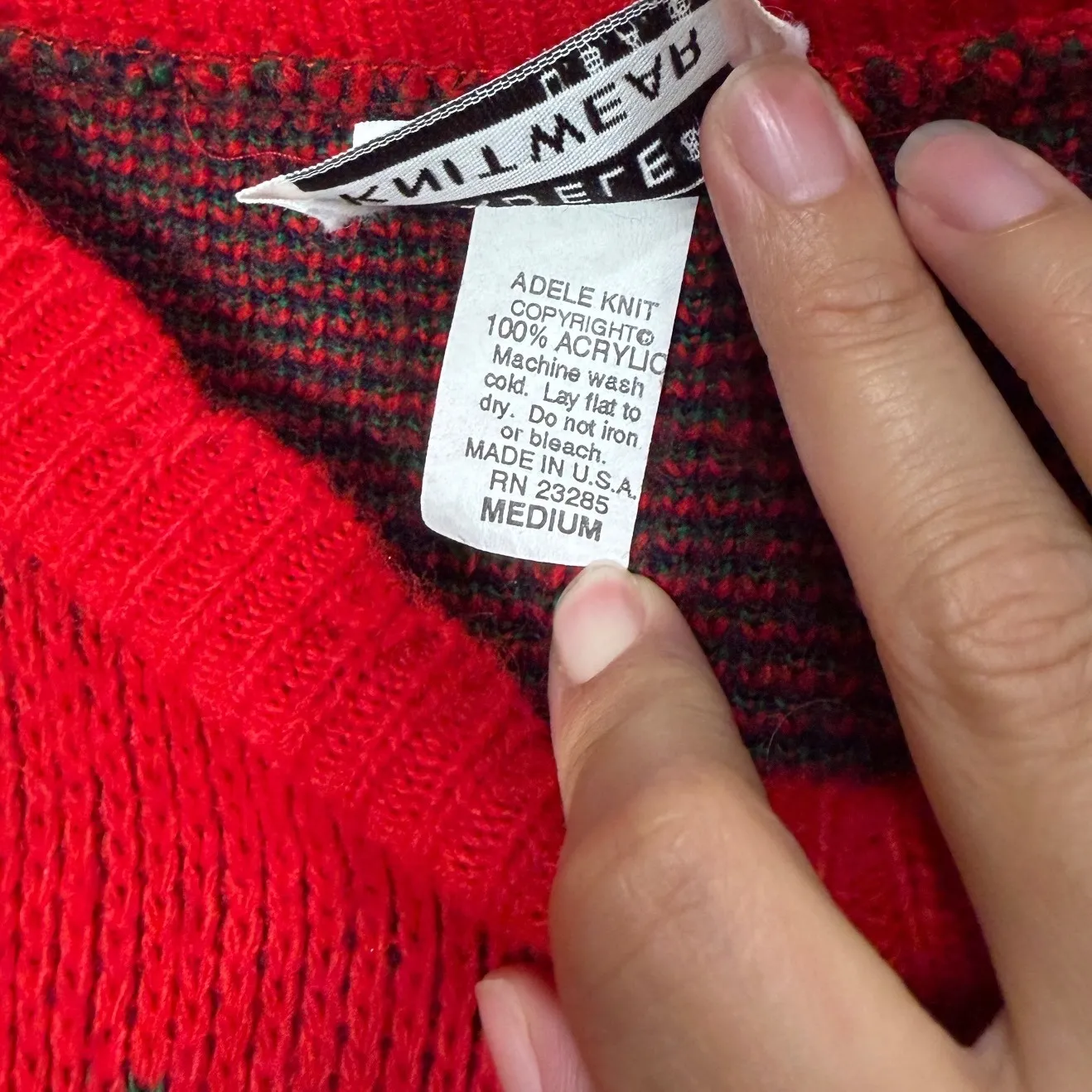 Vintage Adele Knitwear Red Christmas Tree Wreath Gift Ugly Sweater Women's M Size undefined - Image 6