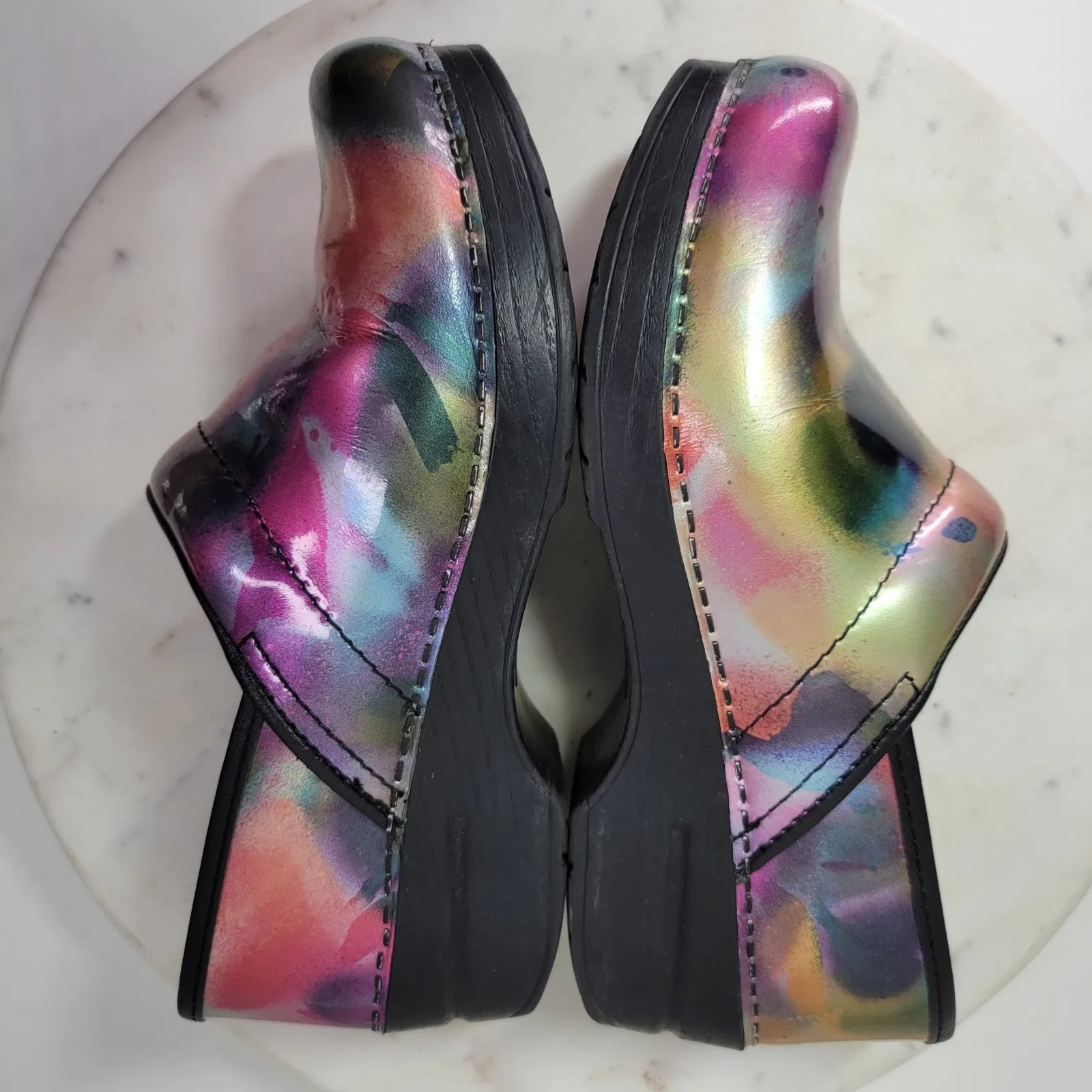 Dansko Pro Clogs Womens 7/37 Iridescent Metallic Multicolor Patent Leather - Image 8