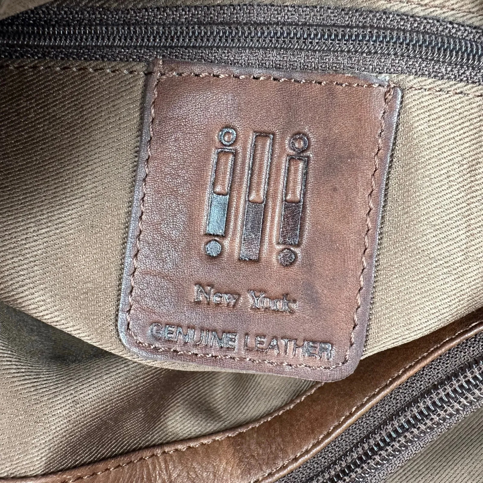 Ili New York Genuine Leather Purse Brown Shoulder Bag Pocketbook Pockets - Image 7
