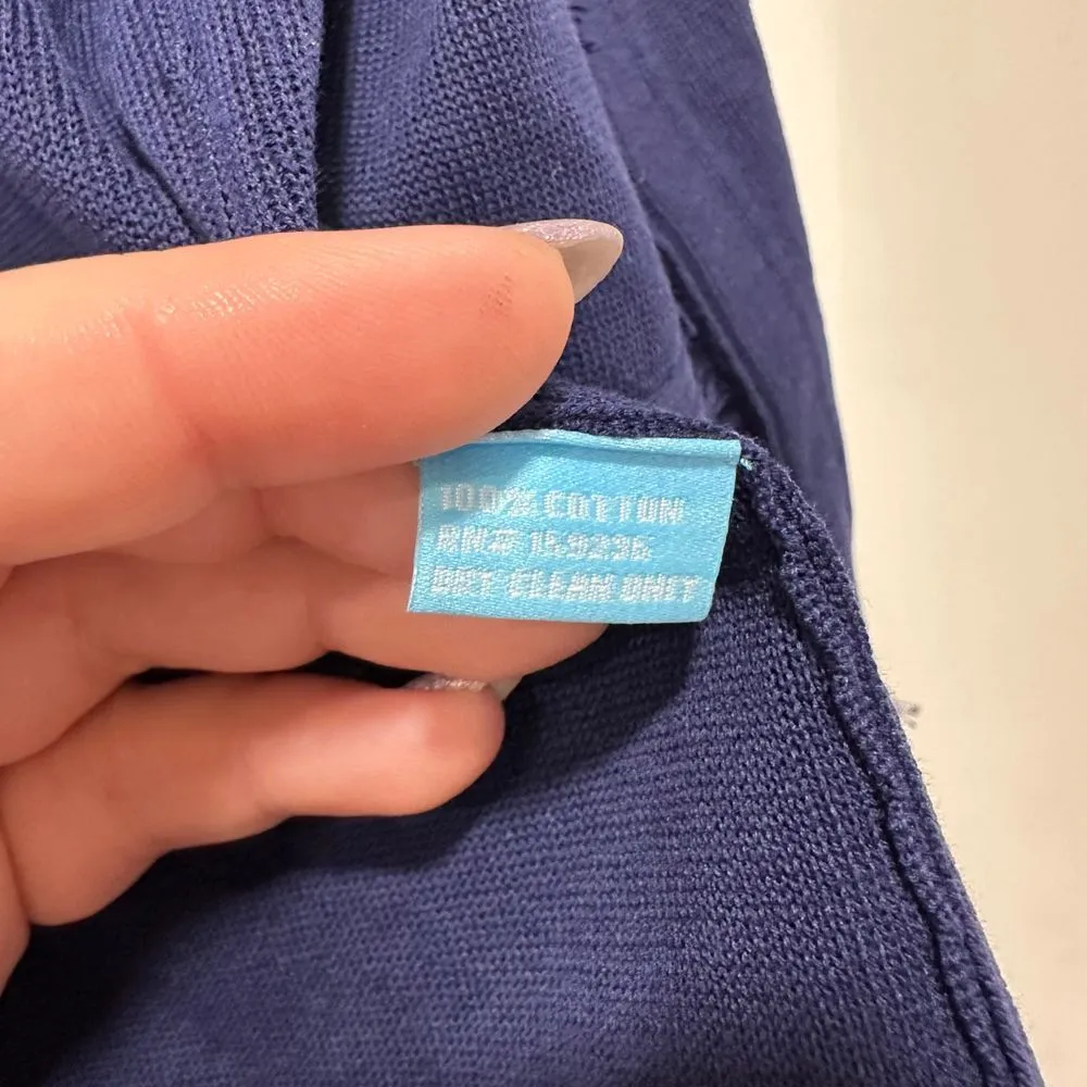 J Mclaughlin‎ Marie Sweater XS Navy Blue Solid Fringe Open Knit Cardigan NWT - Image 5