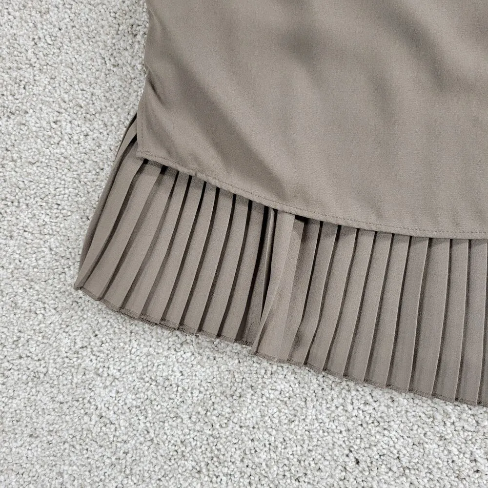 Banana Republic Womens Sleeveless Top Small Taupe Accordion Pleat-Hem Layered - Image 7