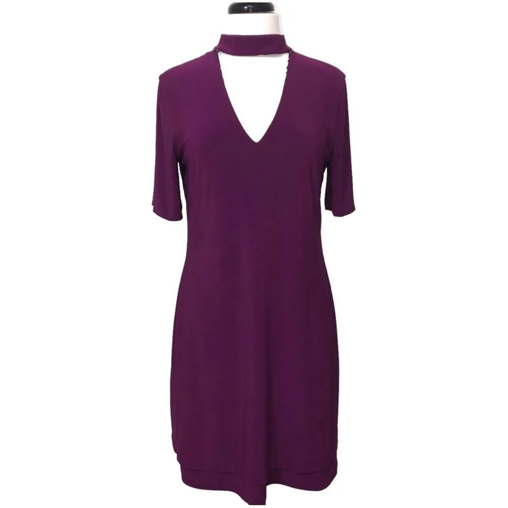 WHBM Floral Reversible Short Sleeve Choker Knit Shift Dress Medium EUC - Image 4