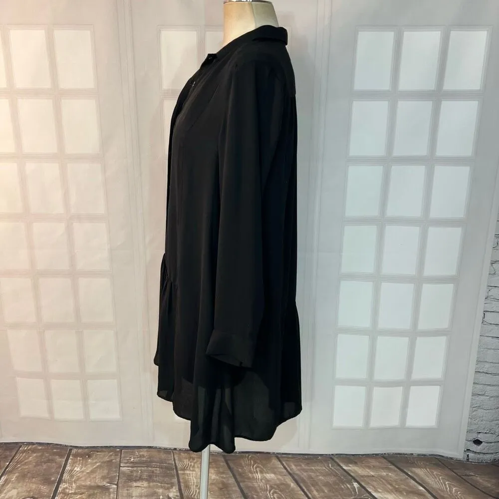 Banana Republic Black Long Sleeve Button-Down Dress Size 4 - Image 8