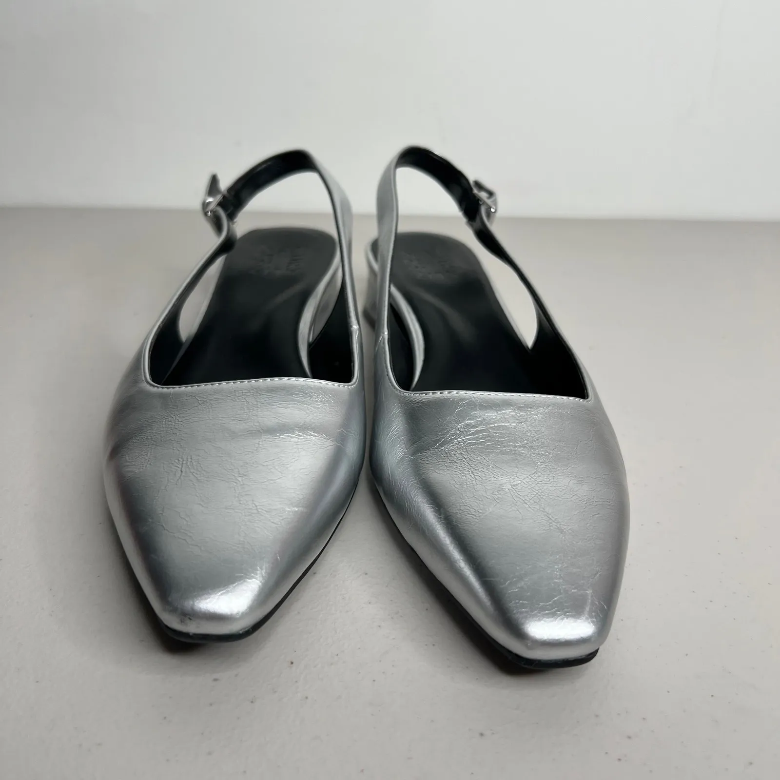 Naturalizer Silver Square Toe Sling Back Ginger Pumps Size 8 - Image 3