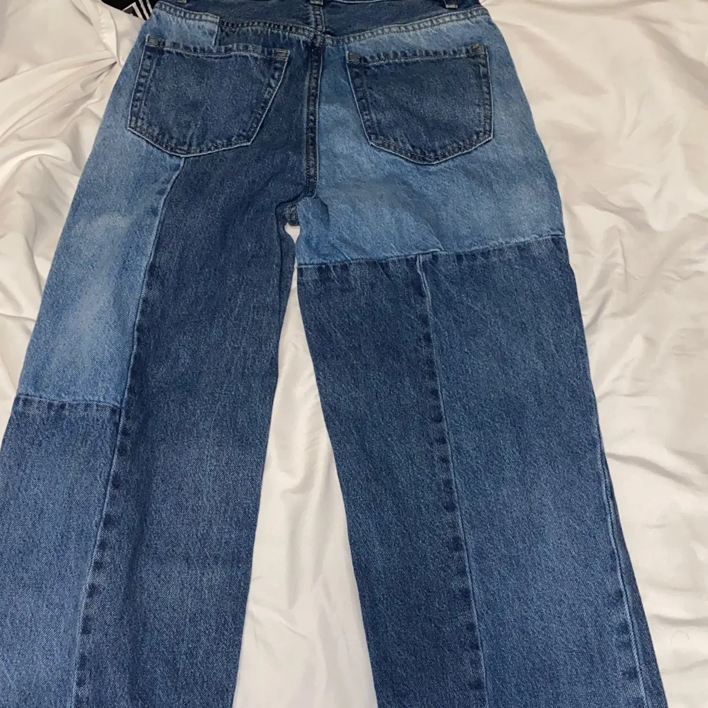 PacSun Women's Boyfriend Jeans - Dark and Light Blue Patchwork - Image 6