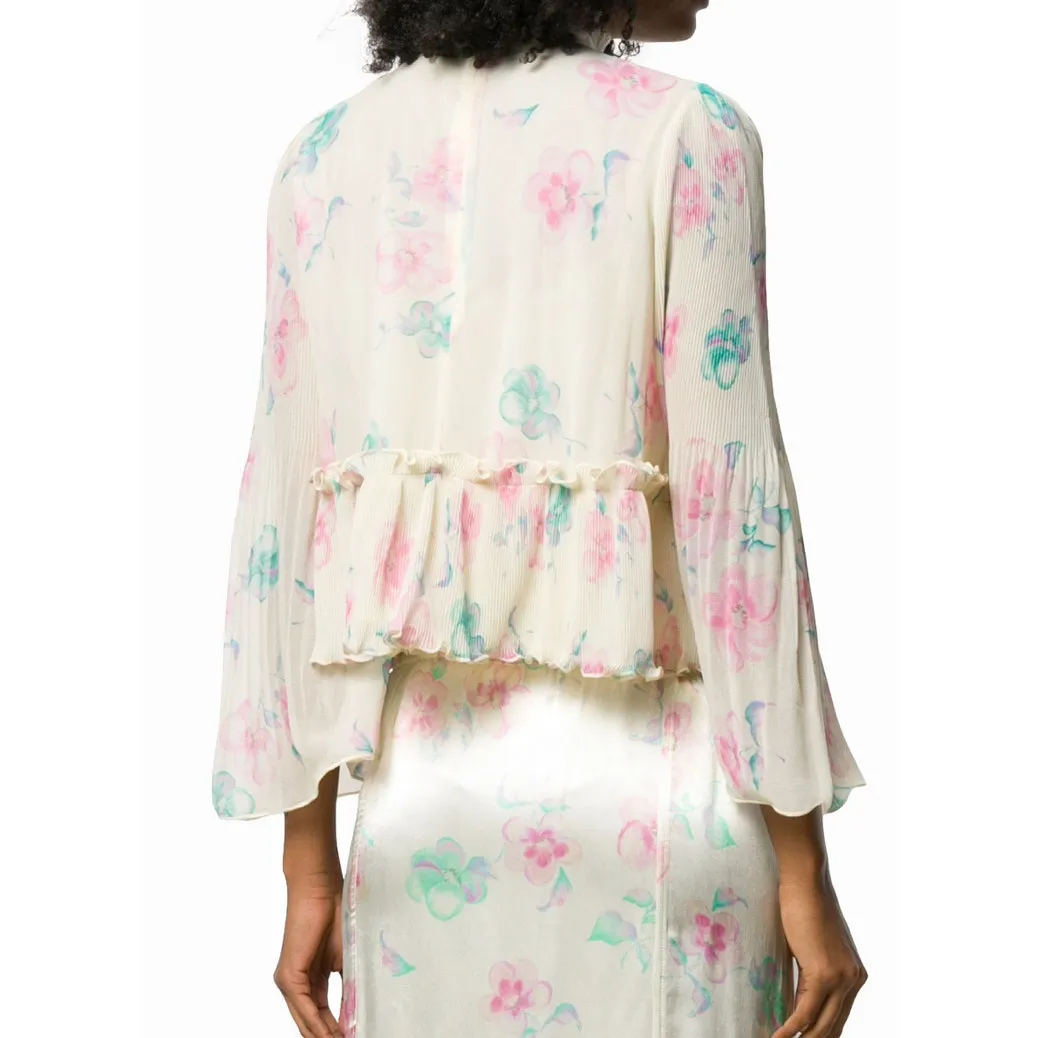 GANNI Pleated Floral Blouse - Image 3
