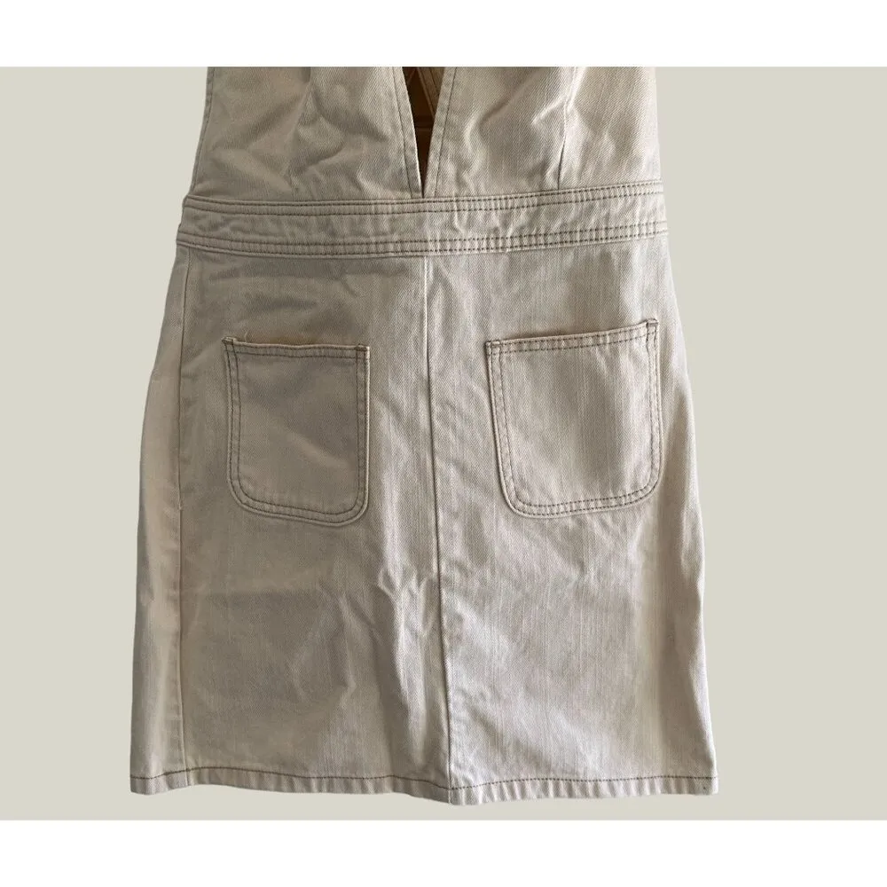 BDG Urban Outfitters Cotton Denim Overall Zip Up Dress With Pockets & Straps - Image 6