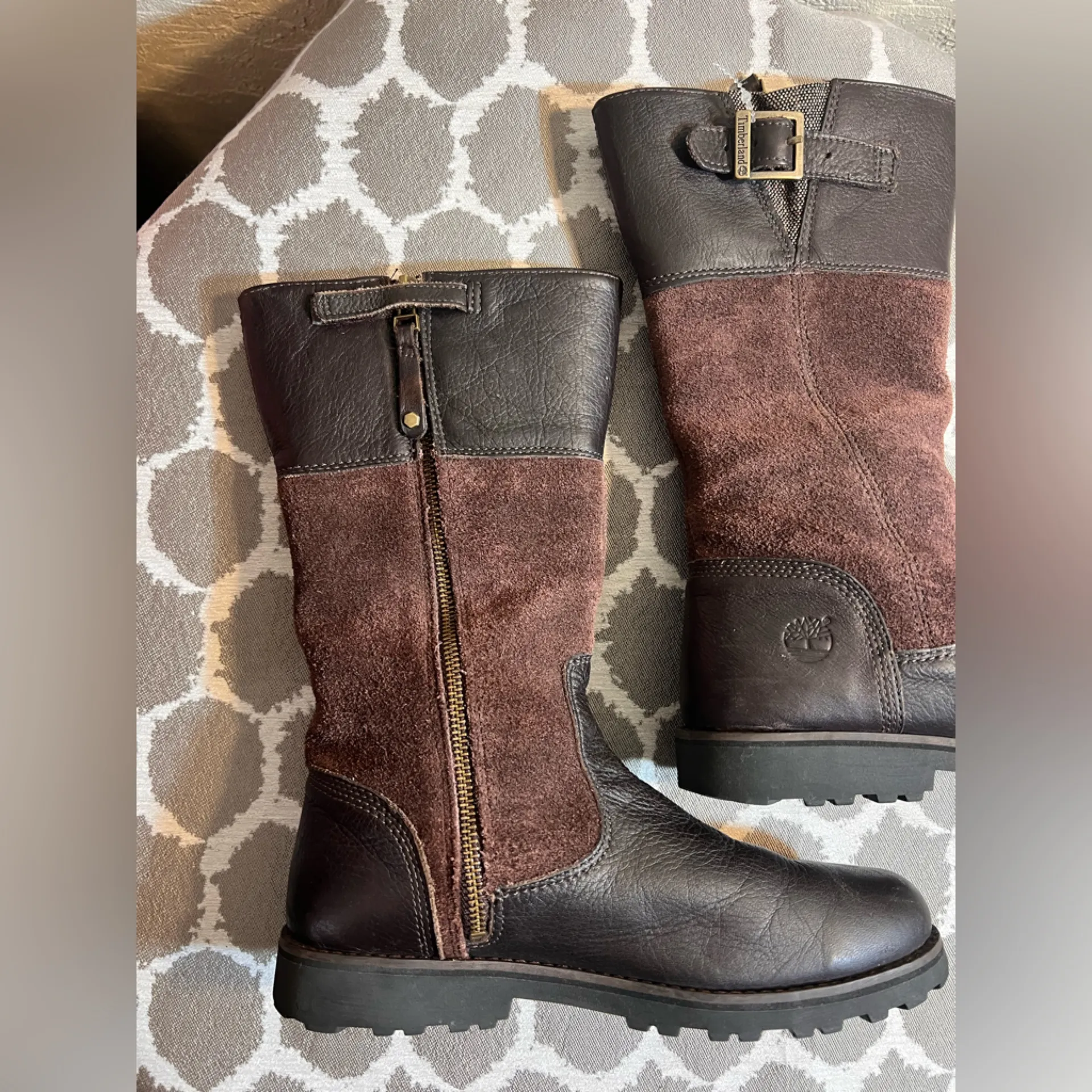 Timberland Brown Suede Leather Boots
Tweed lining lug casual countryside 7.5 - Image 5