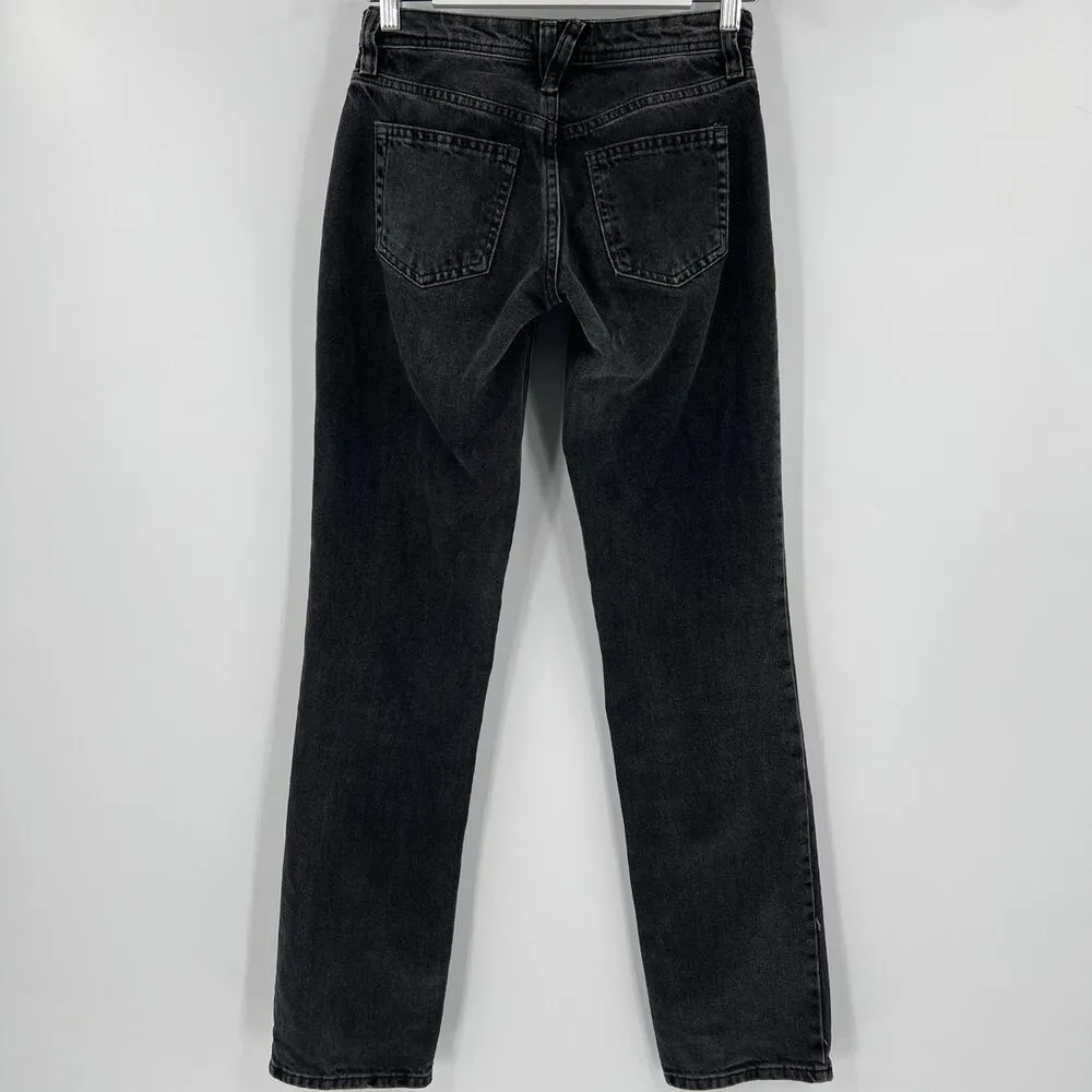 We The Free People Jeans Button Fly Straight Leg Loose Low Rise Black Size 24 - Image 4