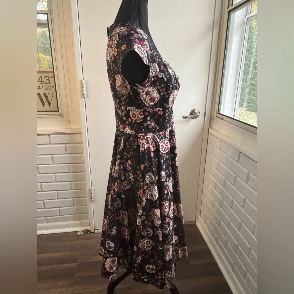 Hell Bunny Sasha Sugar Skull Day of The Dead Dress large rockabilly‎ retro goth - Image 4