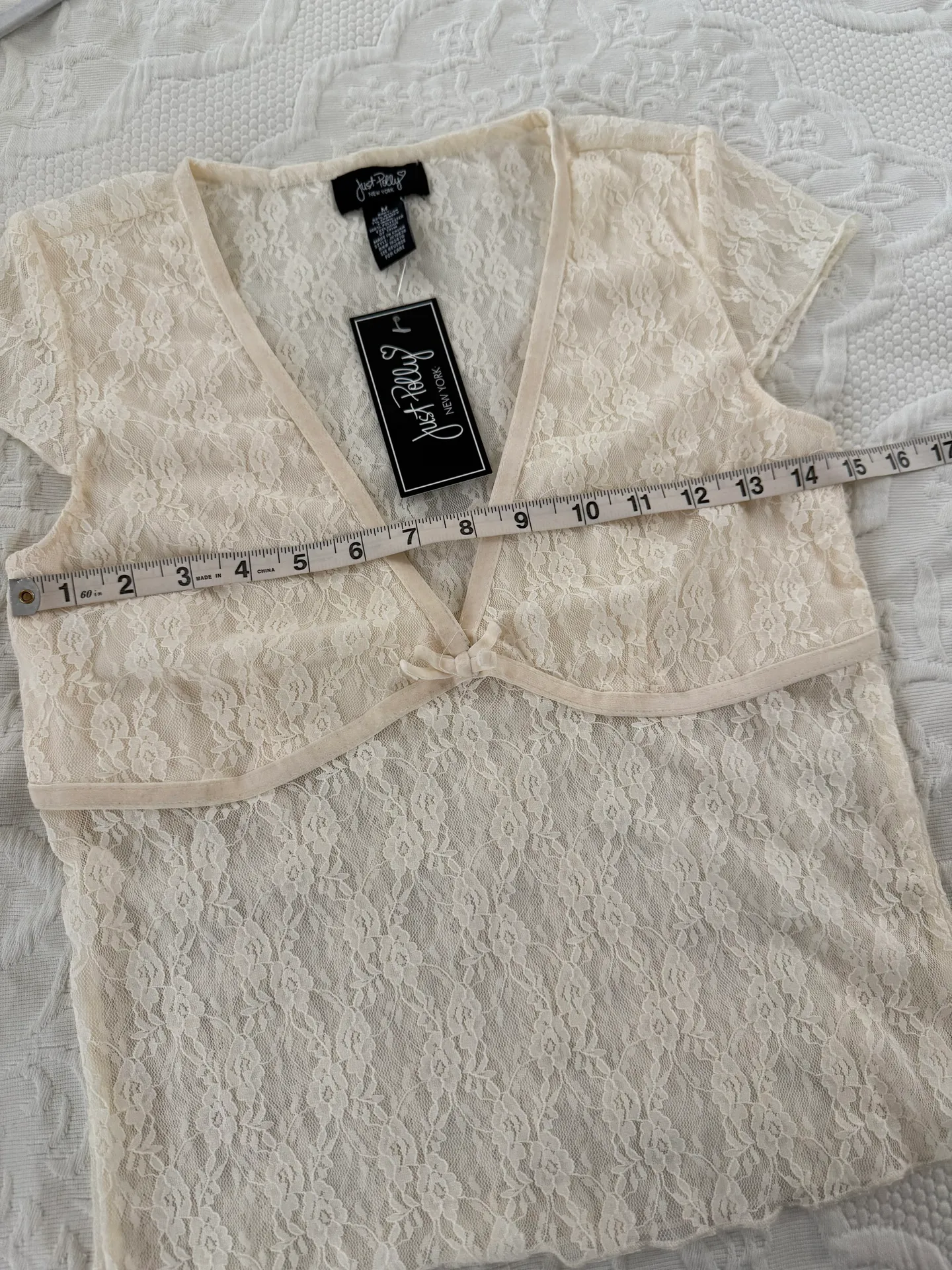 Just Polly Cream lace top with bow - Image 3