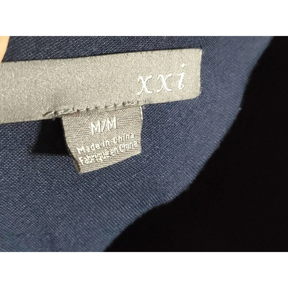 XXI Blue Solid Gold Sequins One Shoulder Off Long Sleeve Knee Length Dress M/M - Image 7