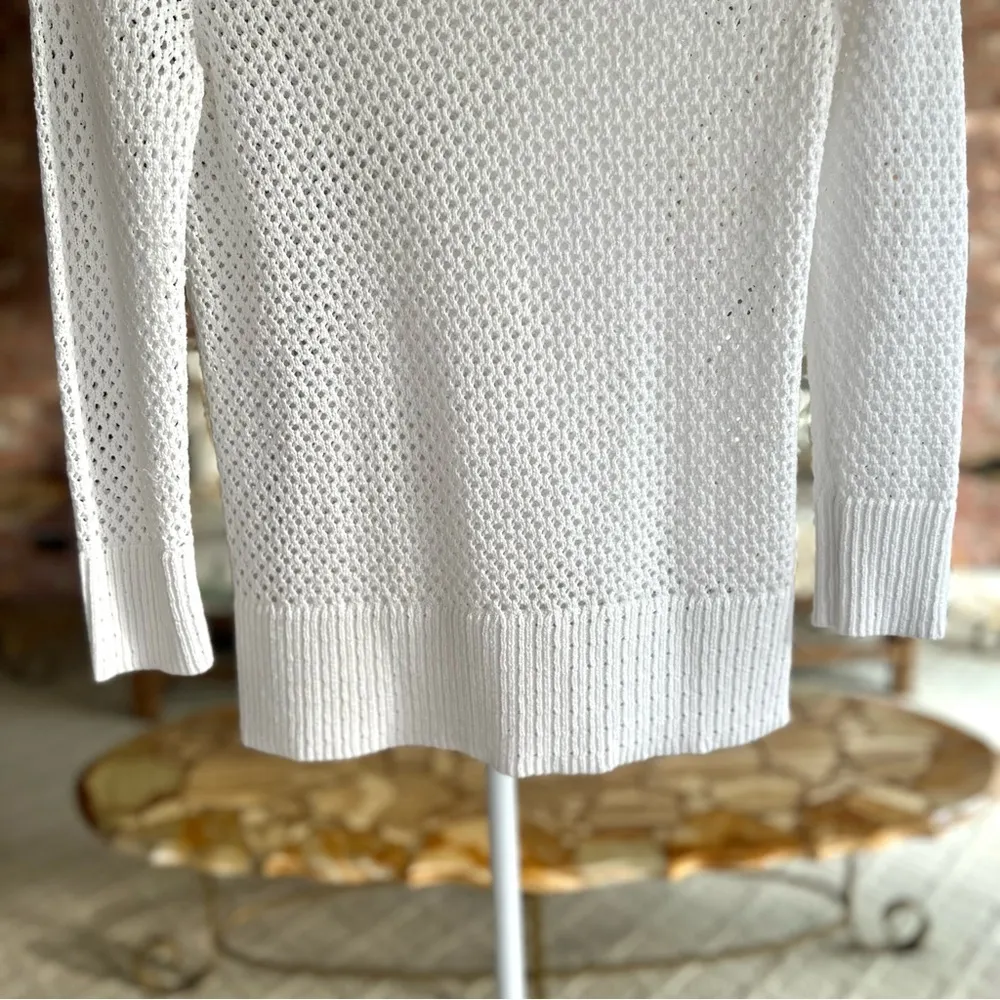 Talbots Sweater Open Knit Long Sleeve Round Neck XS Shimmer Casual Preppy Office - Image 5