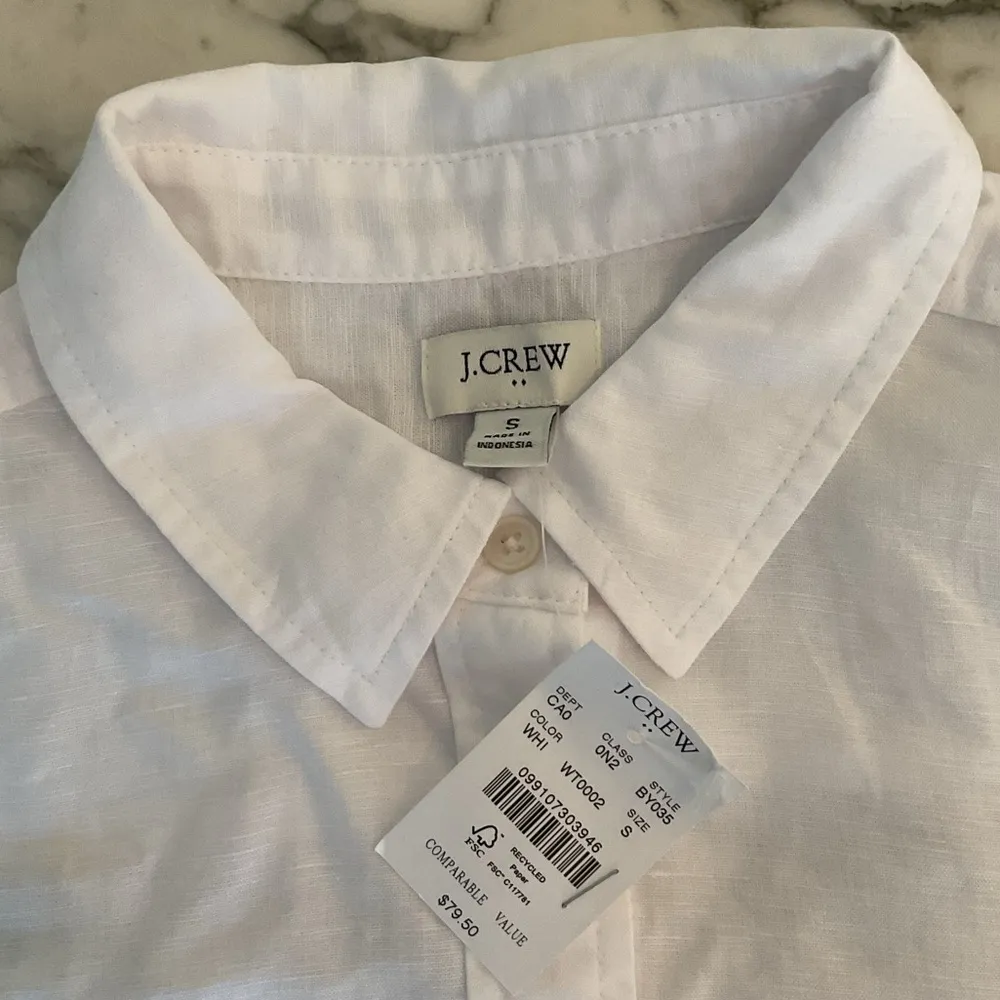 NWT J.Crew Linen Blend Button Up Shirt In White Size Small - Image 6