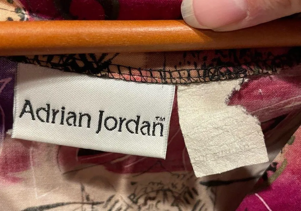 Vintage 80’s gold bling chunky button pink purple batik aztec lightweight top Size 1X - Image 4