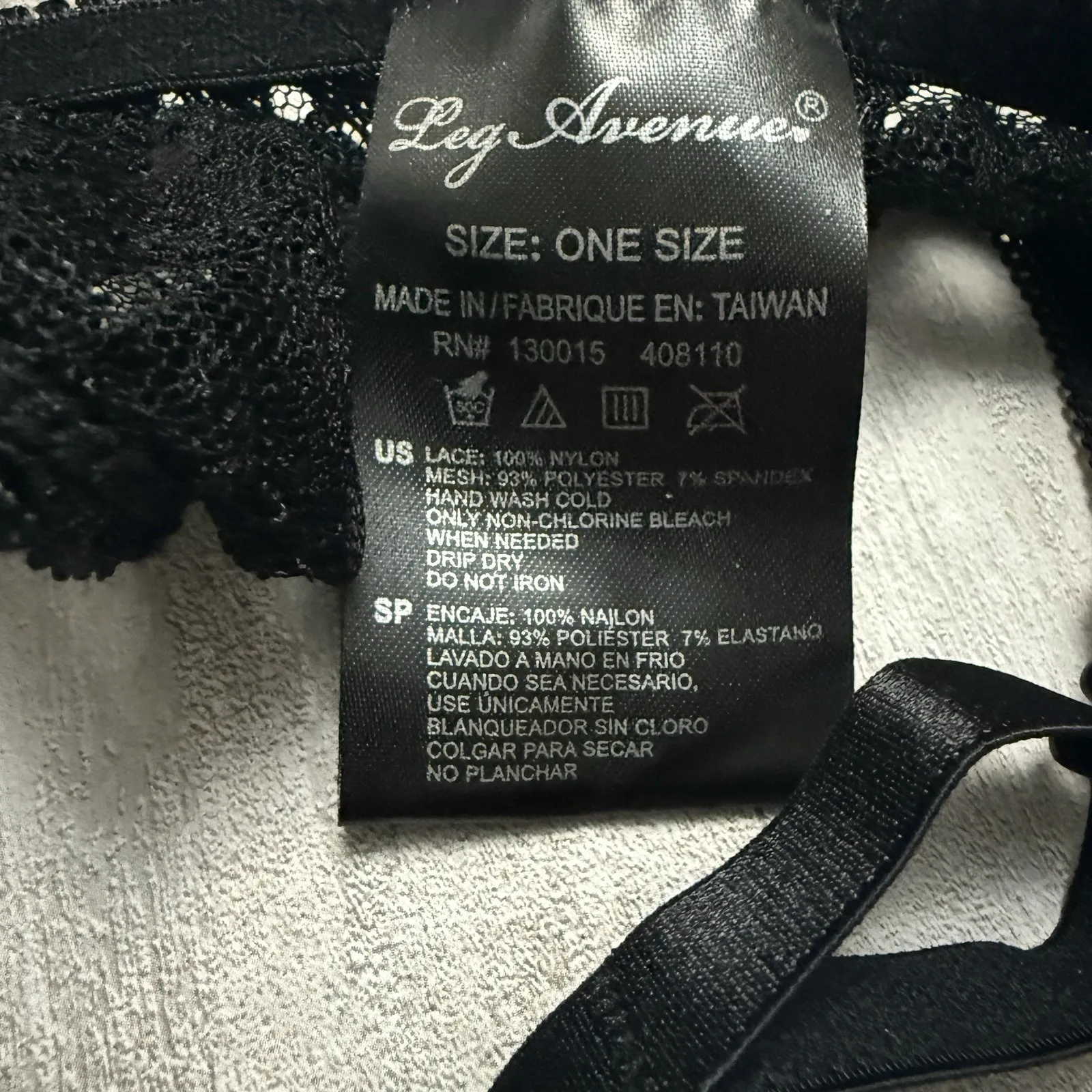 Leg Avenue Lace Floral Garter‎ Belt w/ Straps Black Adjustable One Size OS New - Image 6