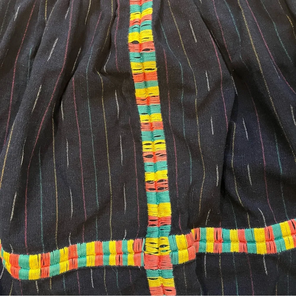 Unique Vintage Cotton Tapestry Waist Midi Skirt, Dark Navy - Image 13