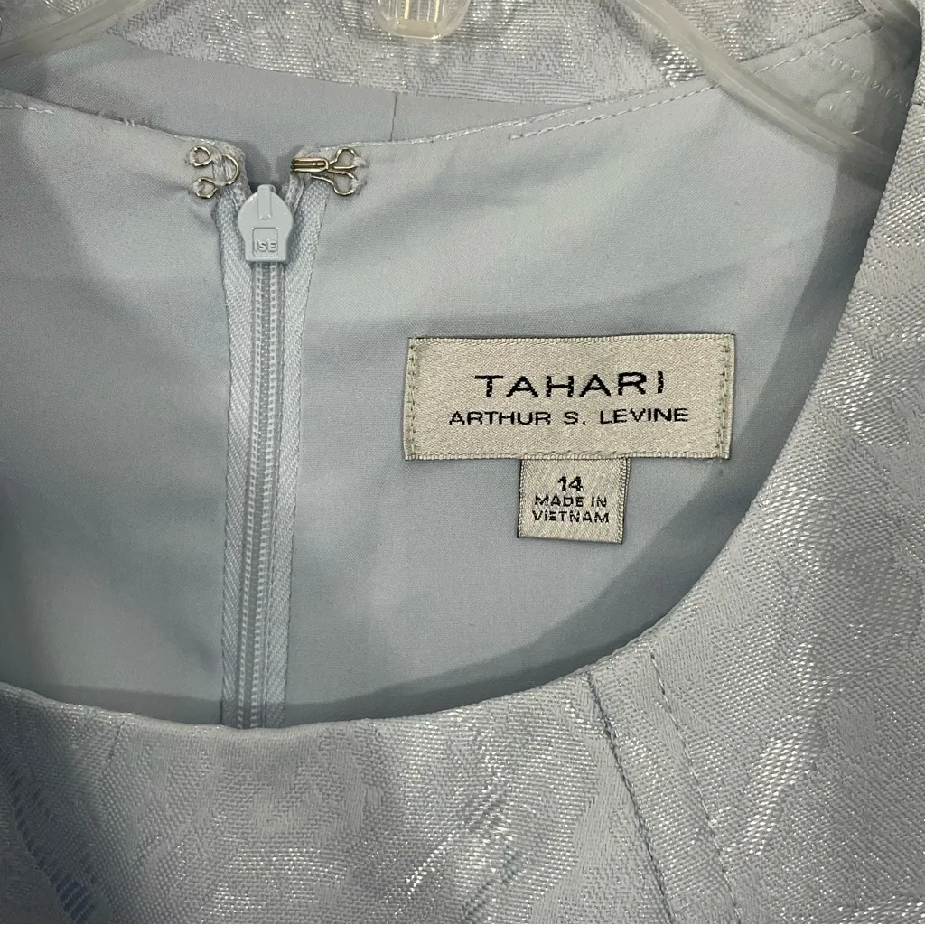 NWT Tahari ASL Women's Floral Jacquard Wrap Jacket and Dress‎ Set Blue Size 14 - Image 12